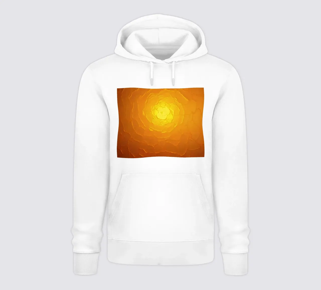 Modello astratto che ricorda un sole caldo con texture stratificate felpa con cappuccio da DesignDoodle