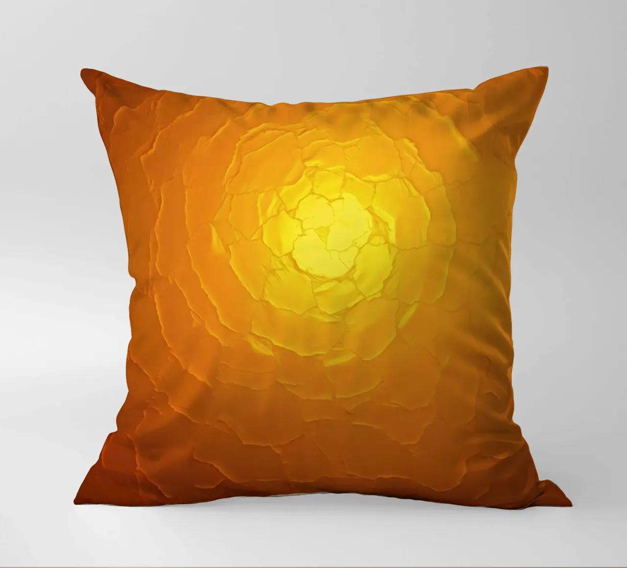 Abstract pattern resembling a warm sun with layered textures decorative cushion by DesignDoodle