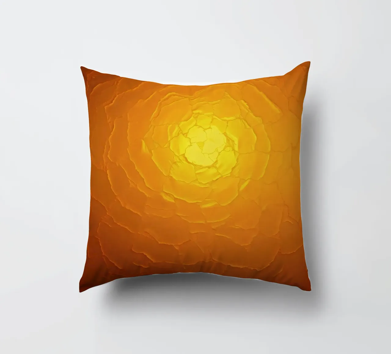 Abstract pattern resembling a warm sun with layered textures decorative cushion by DesignDoodle