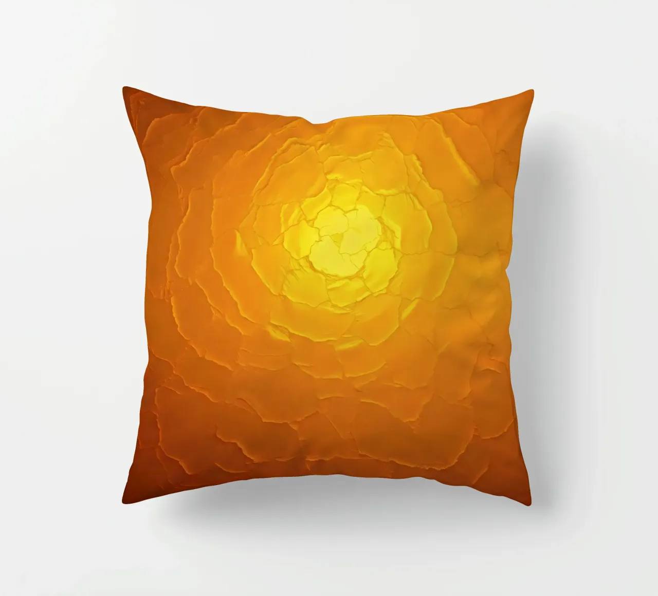 Abstract pattern resembling a warm sun with layered textures decorative cushion by DesignDoodle