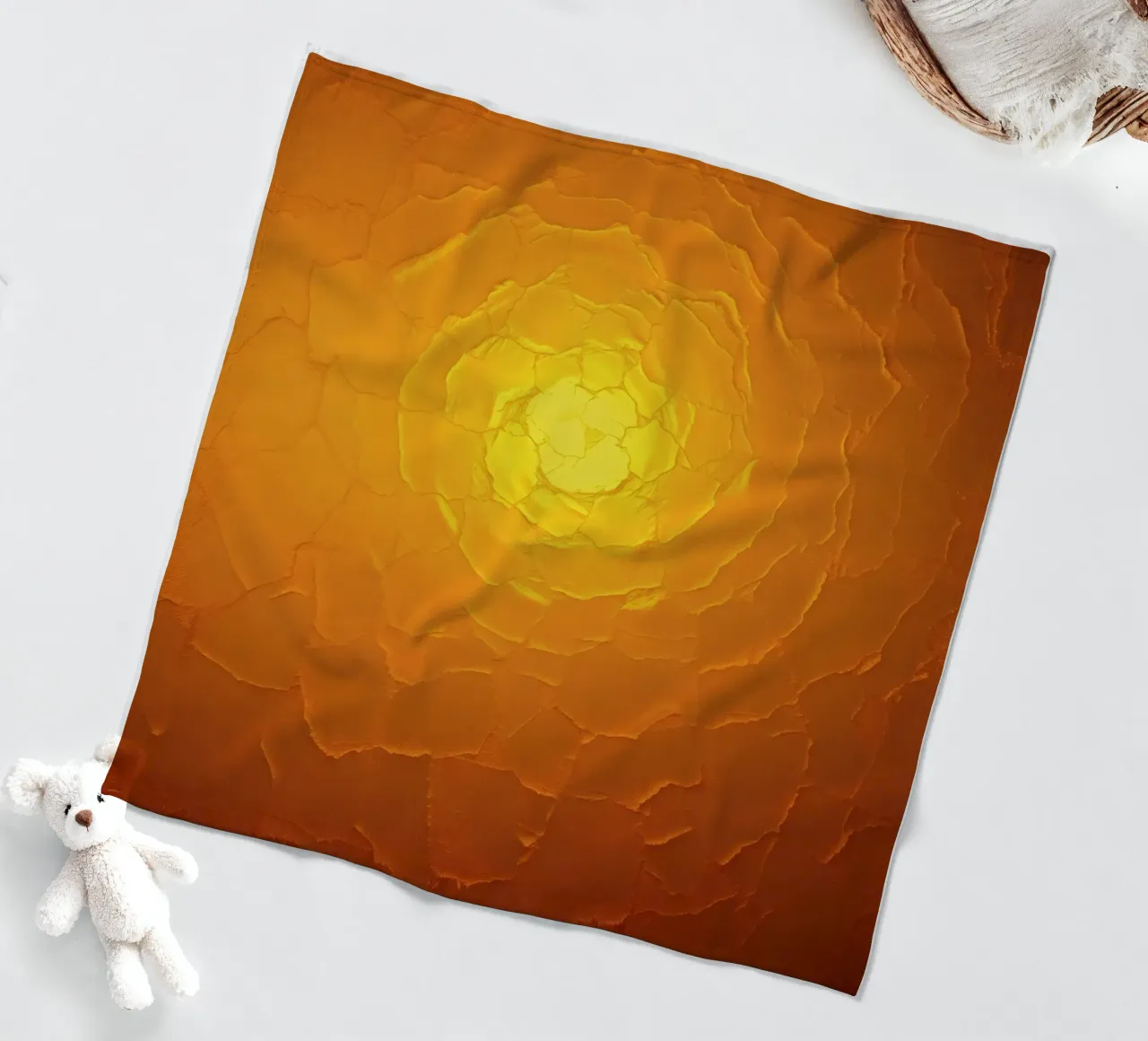 Abstract pattern resembling a warm sun with layered textures fleece blanket by DesignDoodle