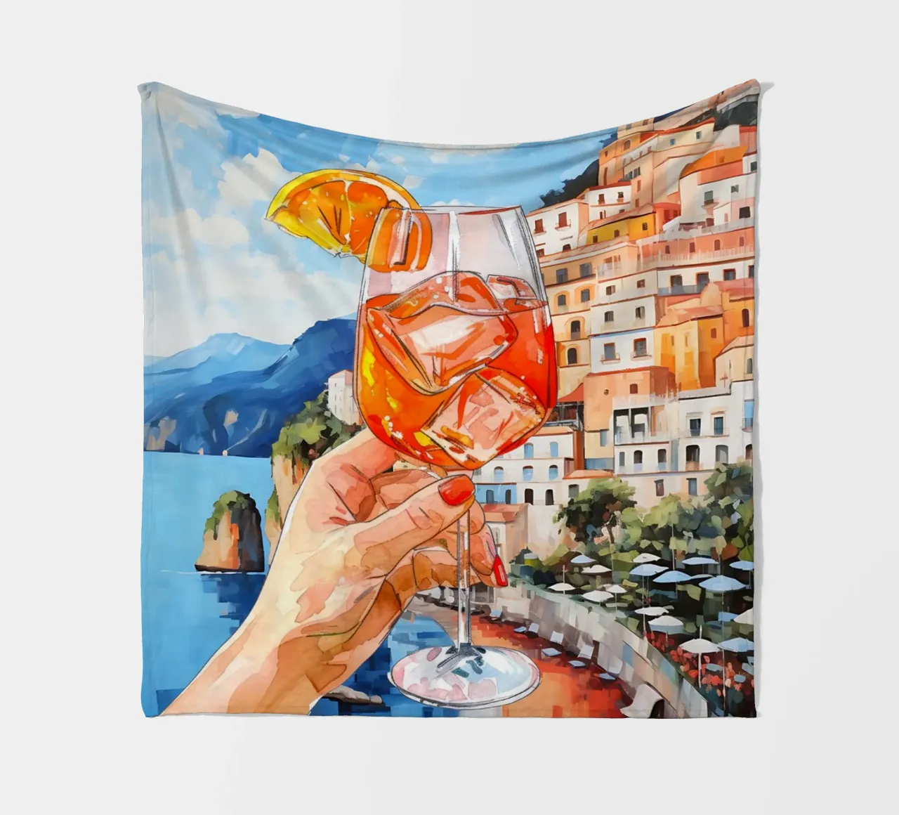 Cocktail Poster Italienische Wandkunst Trendy Aperol Spritz Poster Fleecedecke von Bella Studio