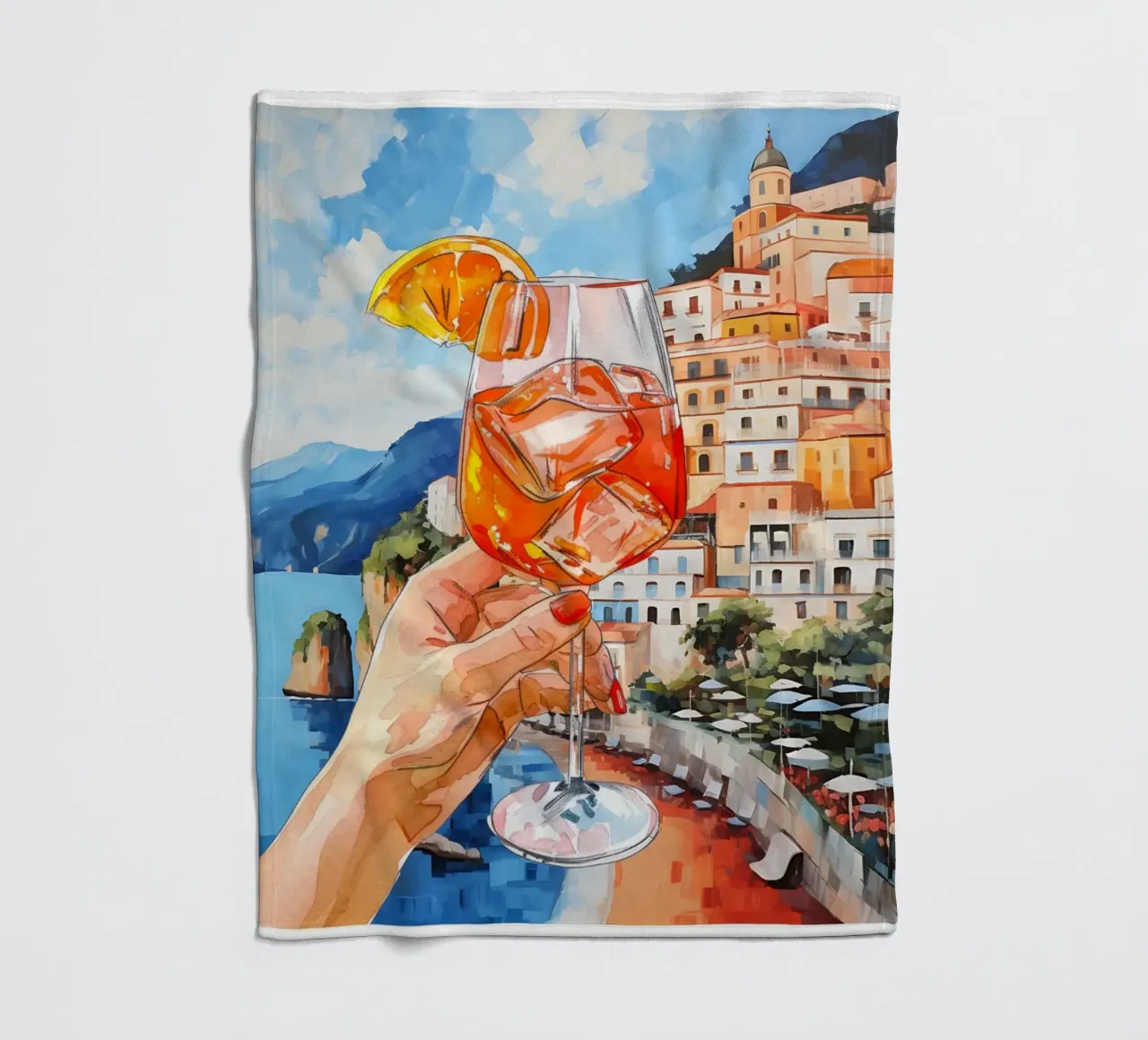 Cocktail Poster Italienische Wandkunst Trendy Aperol Spritz Poster Fleecedecke von Bella Studio