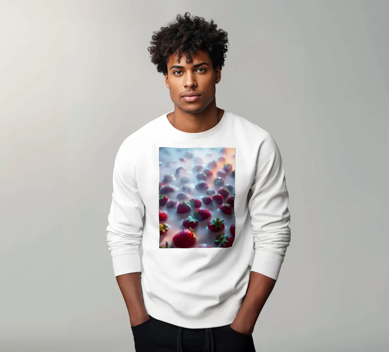 Fragole fresche circondate dalla nebbia atmosfera rinfrescante felpa da DesignDoodle