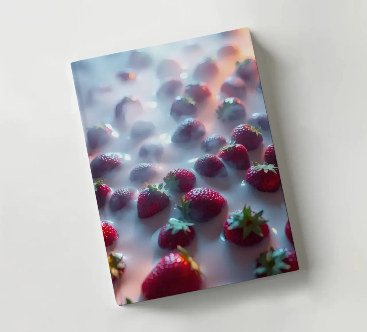 Fresh strawberries surrounded by mist refreshing atmosphere notebook by DesignDoodle