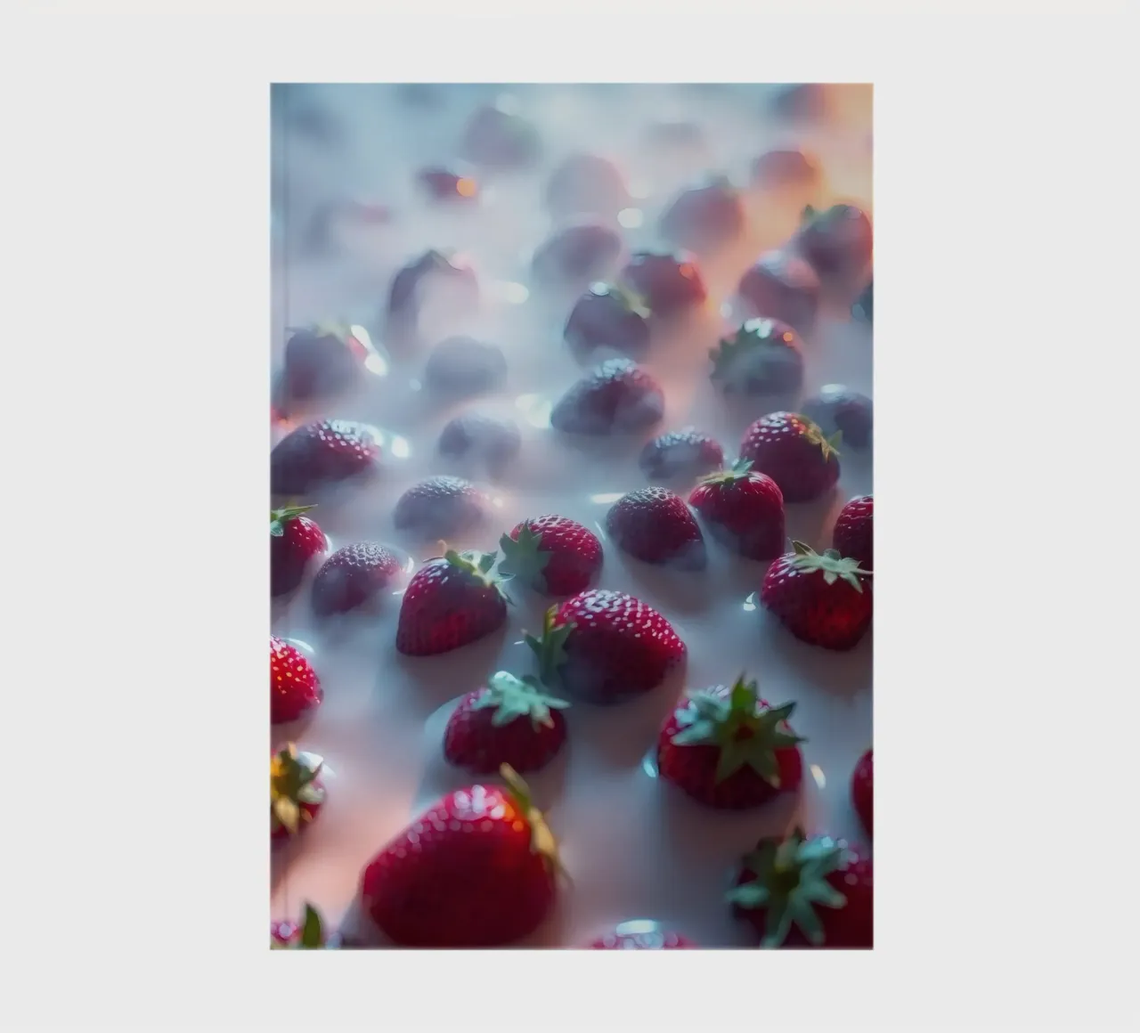 Fresh strawberries surrounded by mist refreshing atmosphere notebook by DesignDoodle