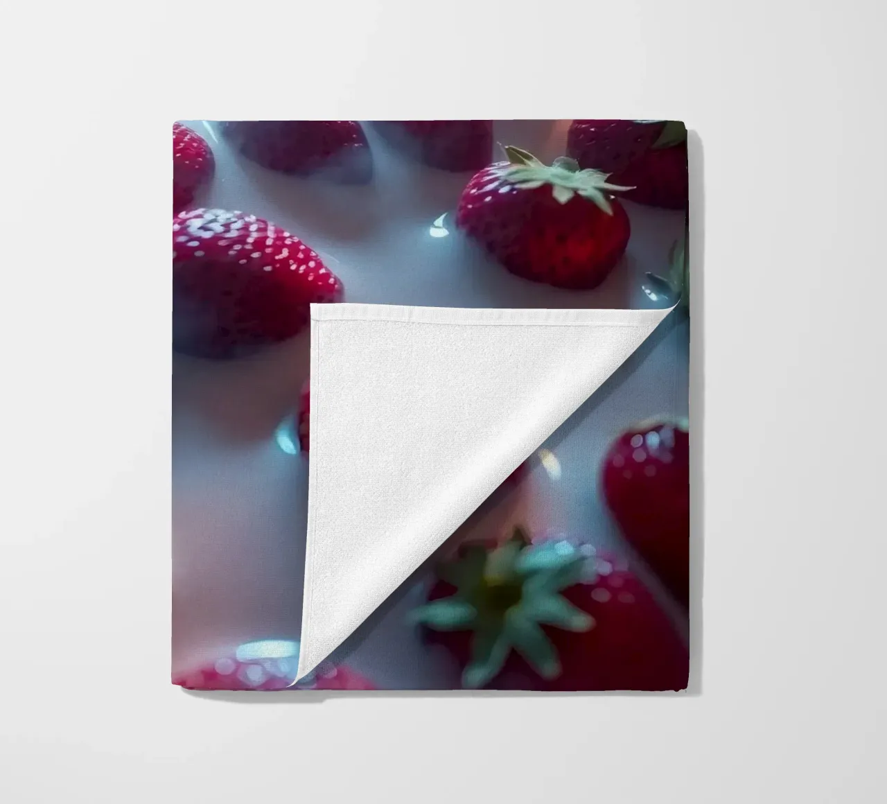 Fragole fresche circondate dalla nebbia atmosfera rinfrescante telo mare da DesignDoodle