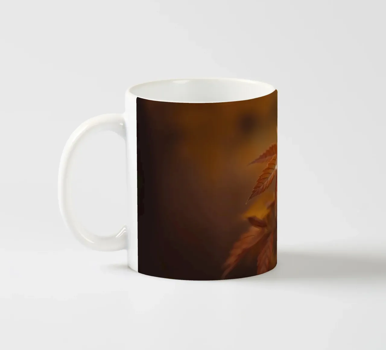 Le foglie autunnali scintillano con le gocce di pioggia in una foresta serena tazza in ceramica da DesignDoodle