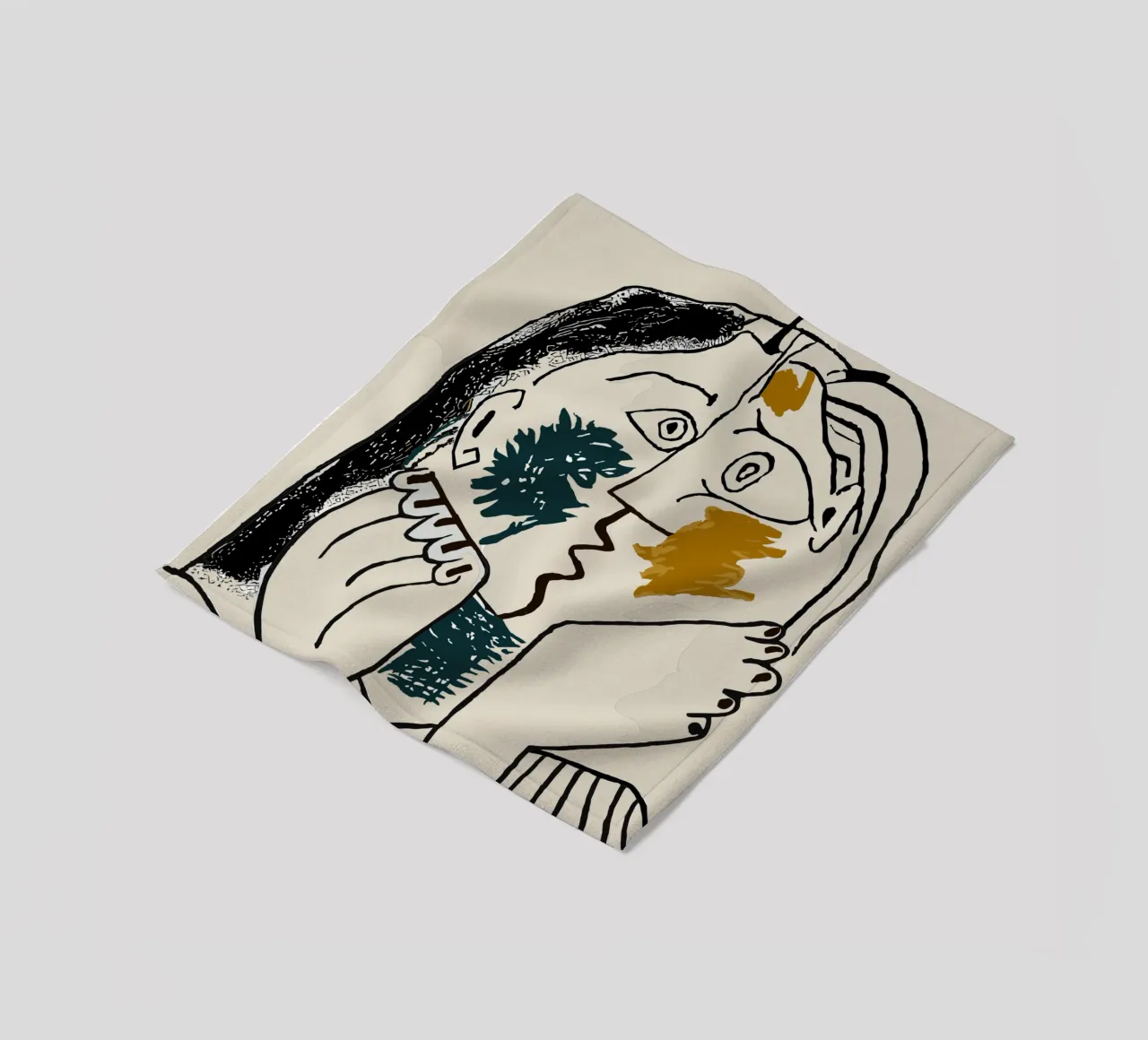 Two in One - Cubist world of ideas fleece blanket by Kunst und Kontrast