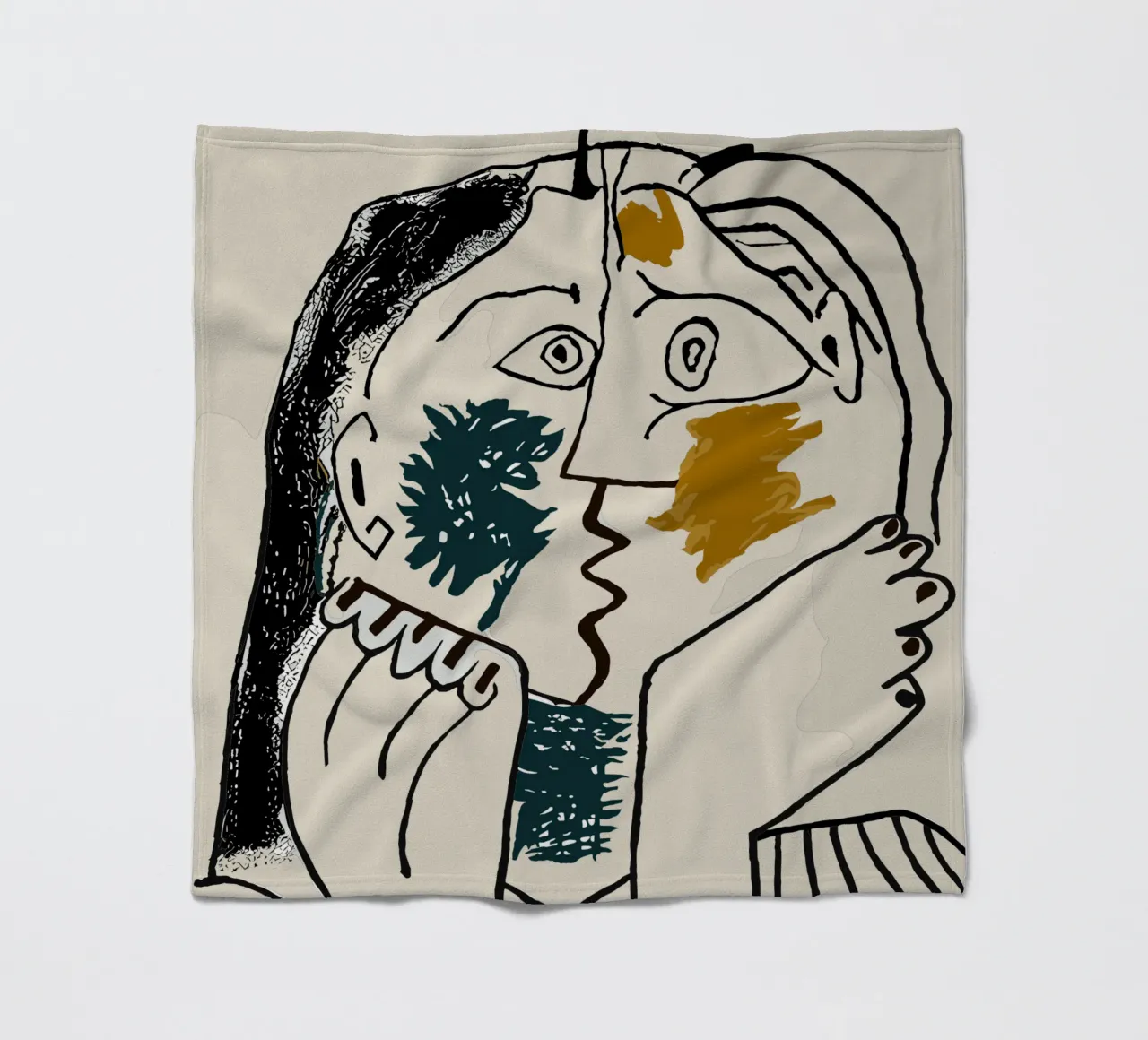 Two in One - Cubist world of ideas fleece blanket by Kunst und Kontrast