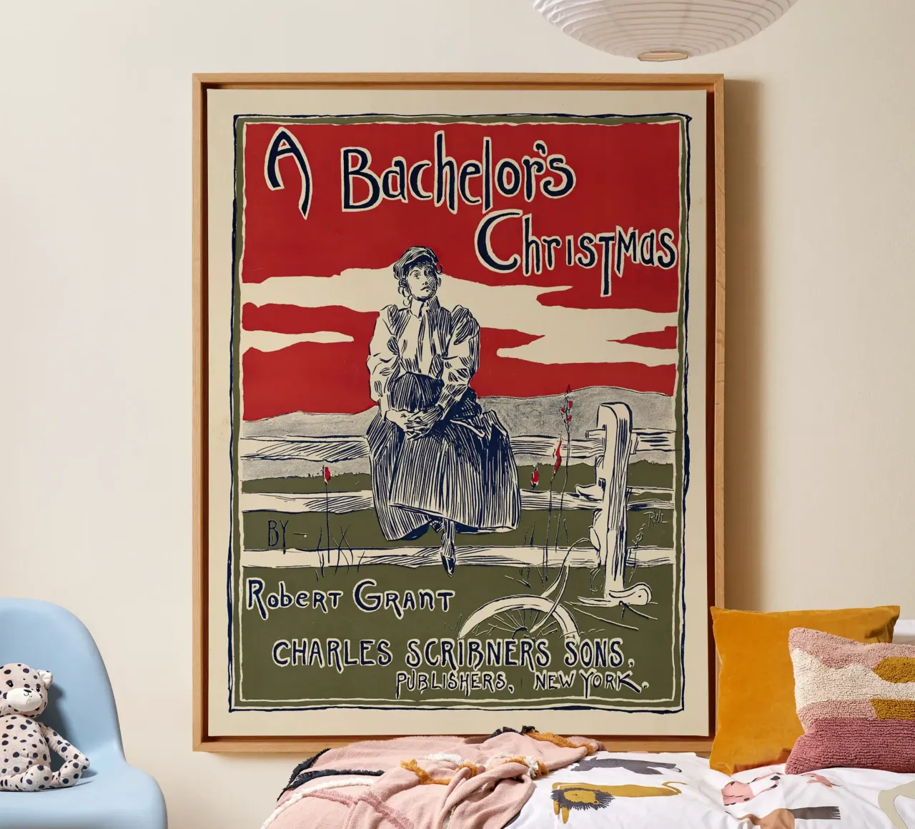 Poster d'epoca, Un Natale da scapolo tela con Cornice a cassetta da Vintage Gems