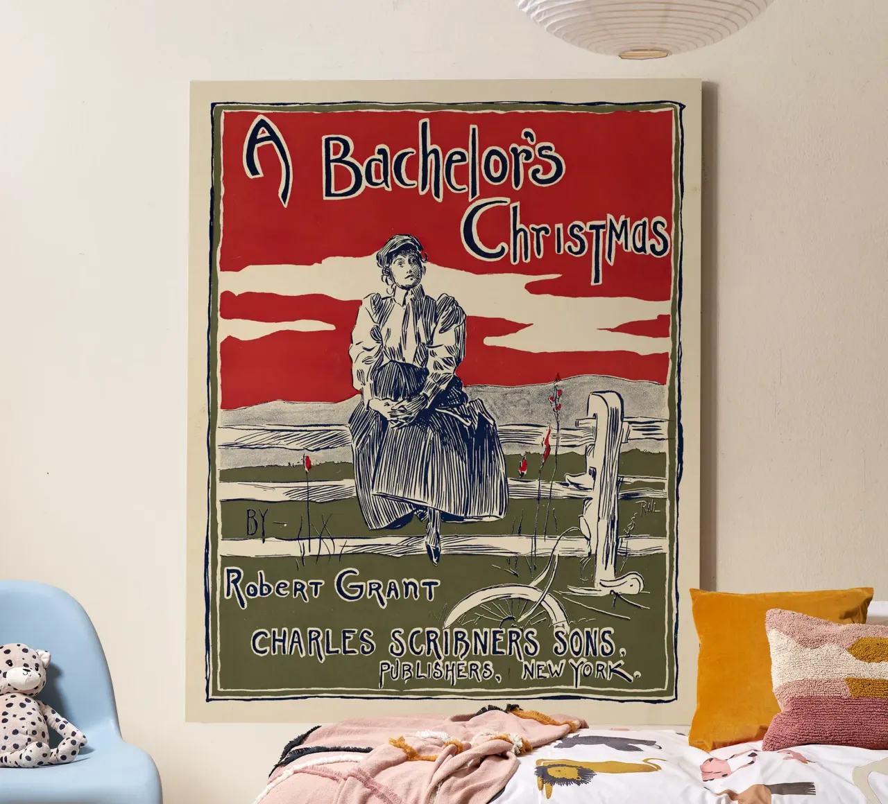 Poster d'epoca, Un Natale da scapolo tela con Cornice a cassetta da Vintage Gems