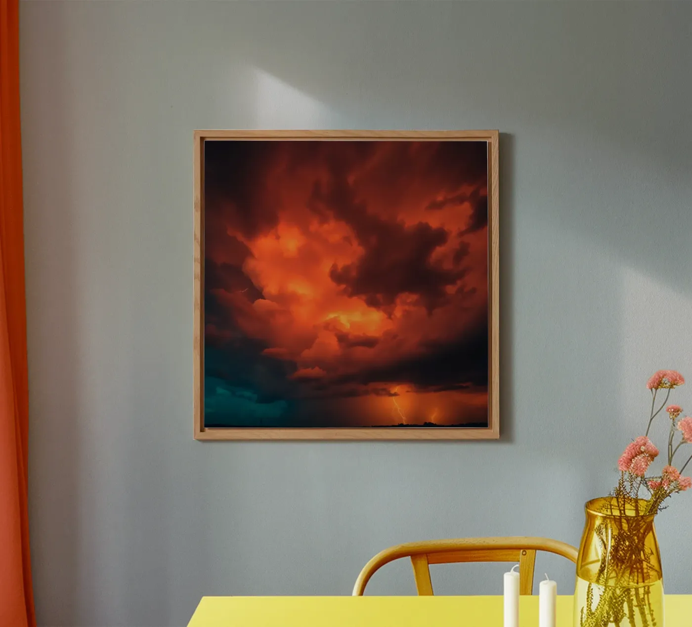 Dramatic sunset with storm clouds and lightning forex plate by DesignDoodle