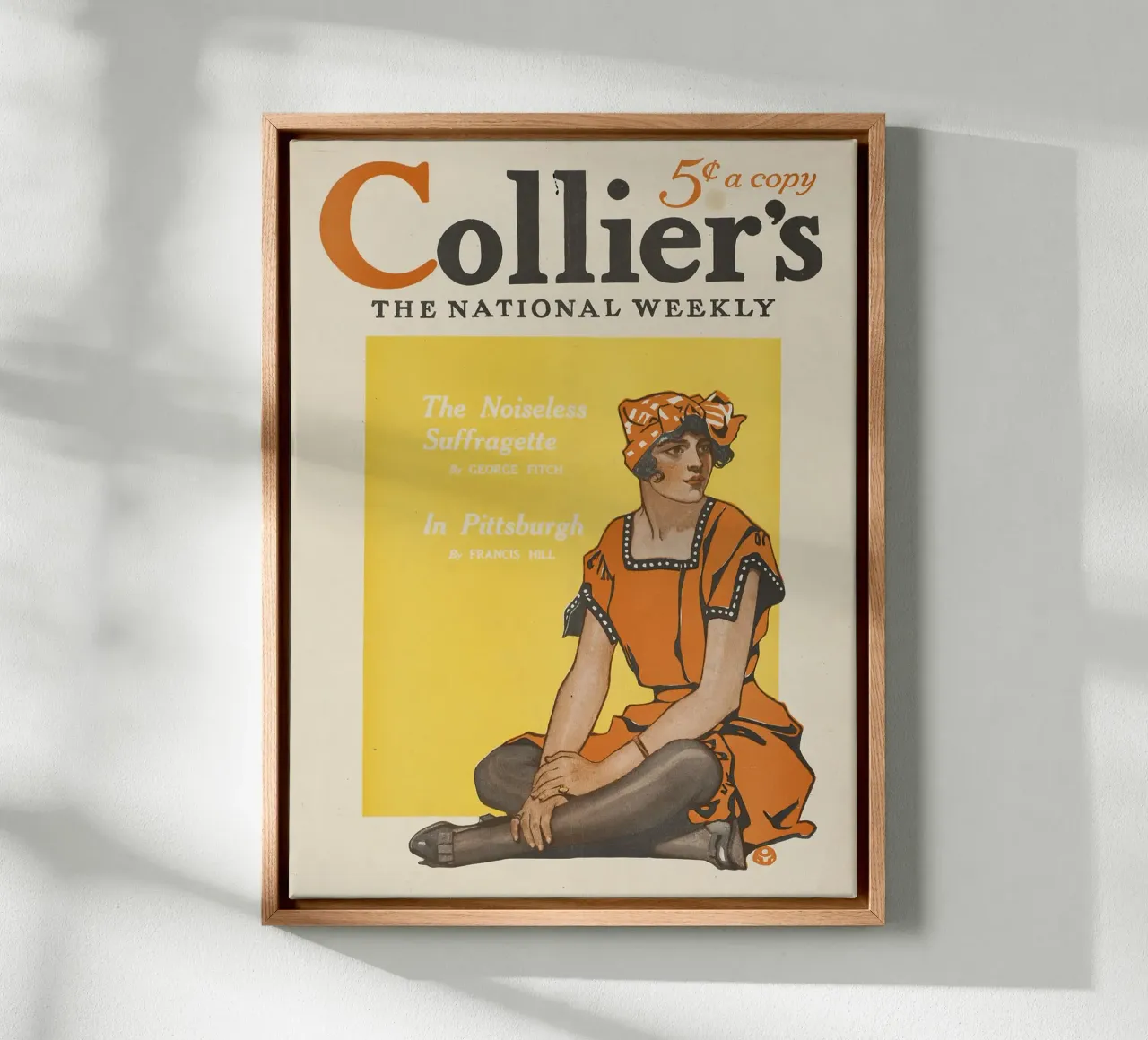 Poster d'epoca, copertina di rivista d'epoca, ragazza di Collier's tela con Cornice a cassetta da Vintage Gems