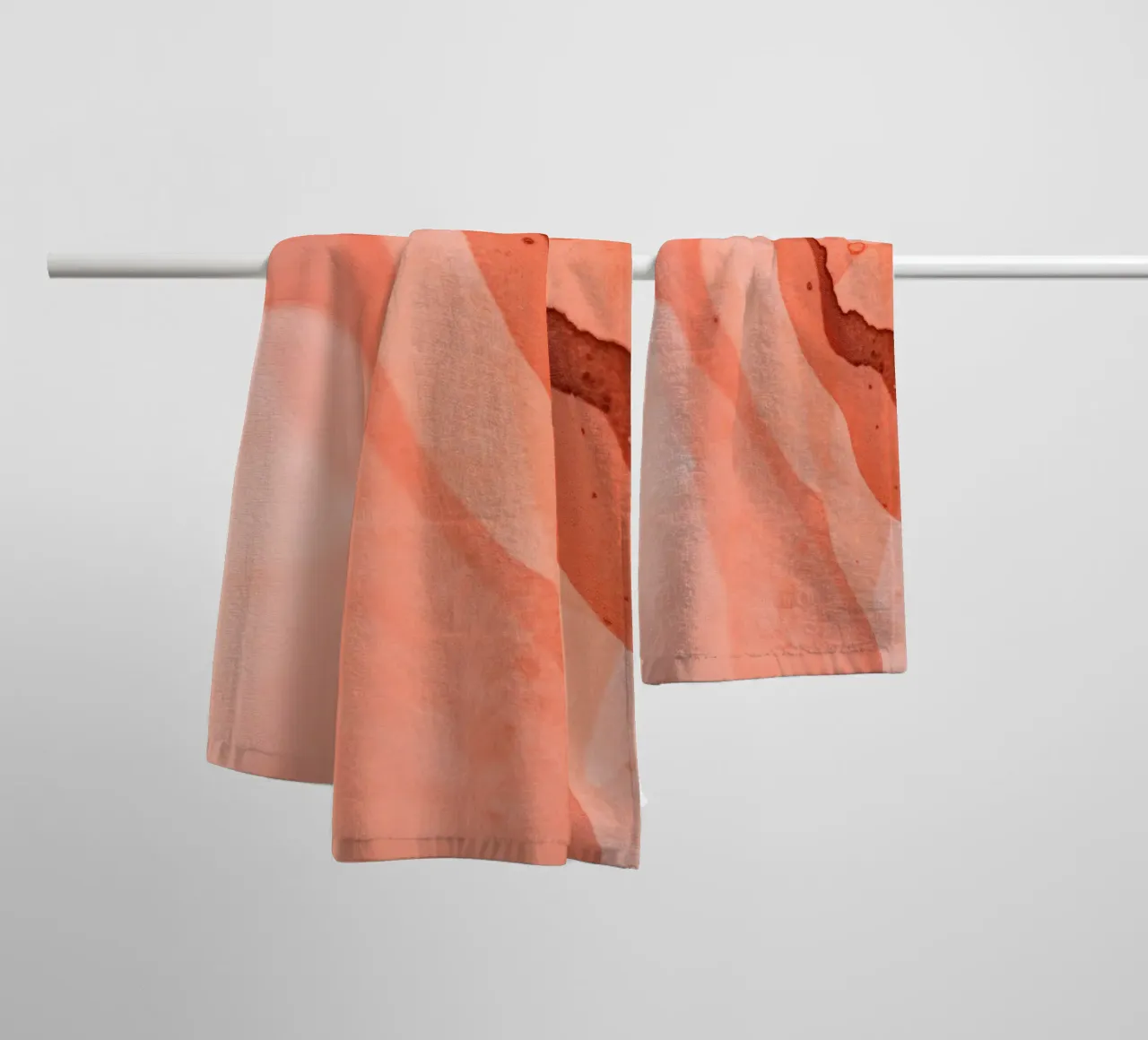 Abstract artwork flowing pink and coral hues blending softly towel by DesignDoodle