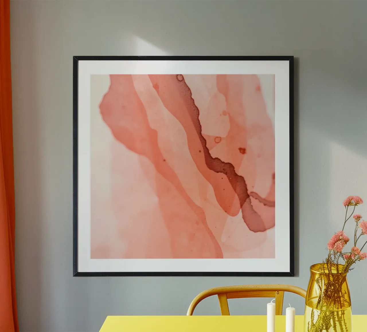 Abstract artwork flowing pink and coral hues blending softly hahnemühle by DesignDoodle