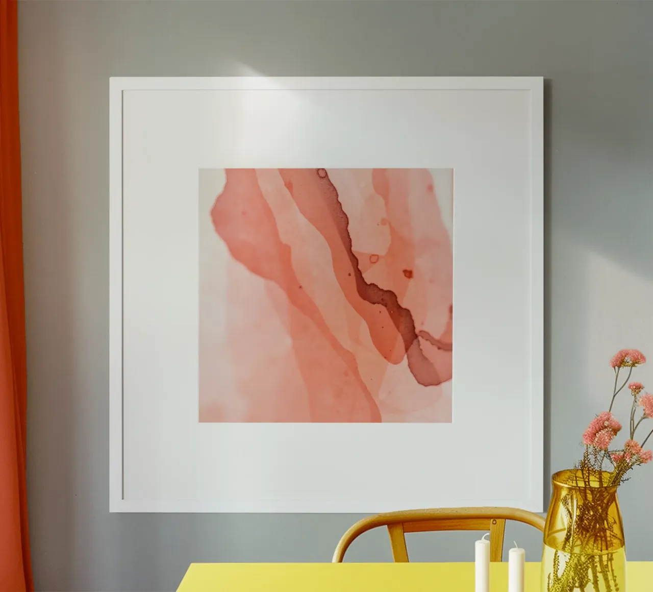 Abstract artwork flowing pink and coral hues blending softly hahnemühle by DesignDoodle