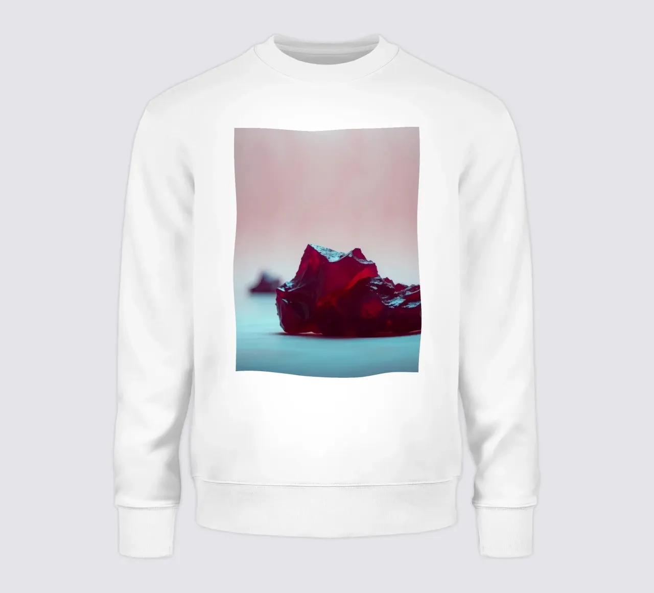 Bright red gelatin cubes scattered on a soft surface sweatshirt by DesignDoodle