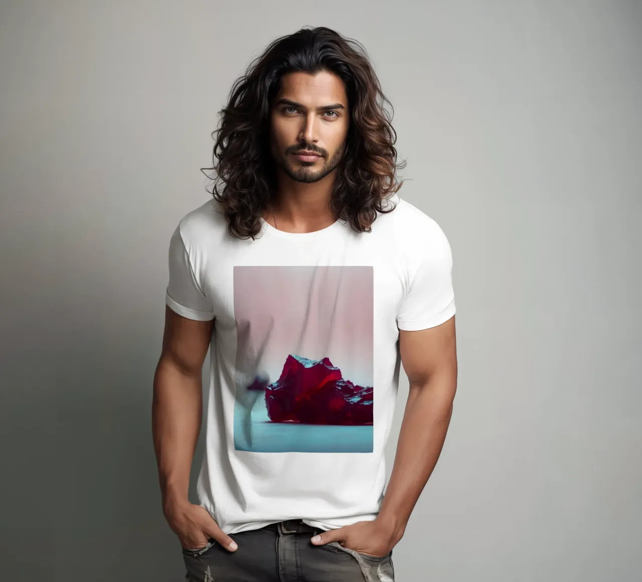 Bright red gelatin cubes scattered on a soft surface t-shirt by DesignDoodle