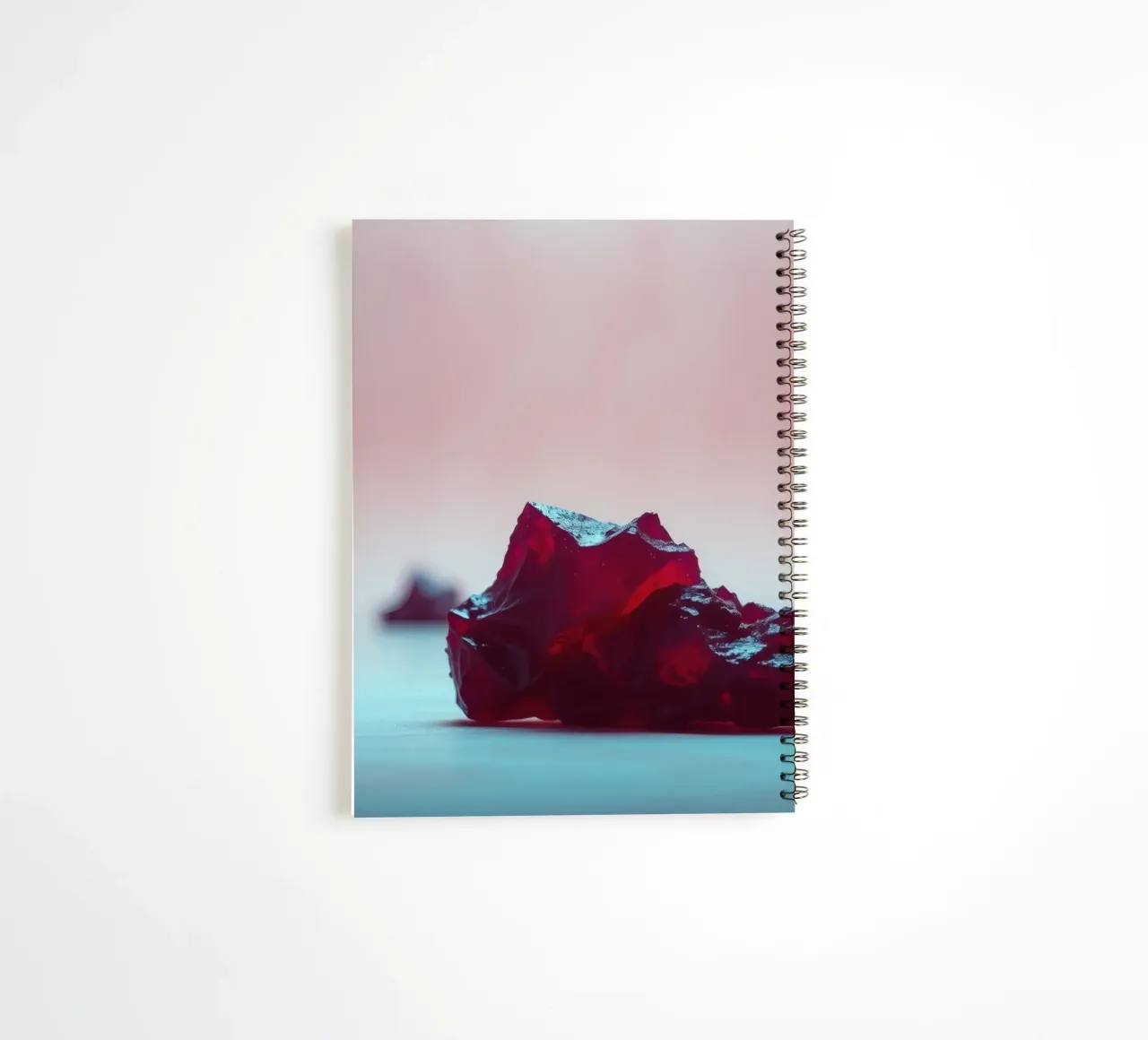 Bright red gelatin cubes scattered on a soft surface spiral notebook by DesignDoodle