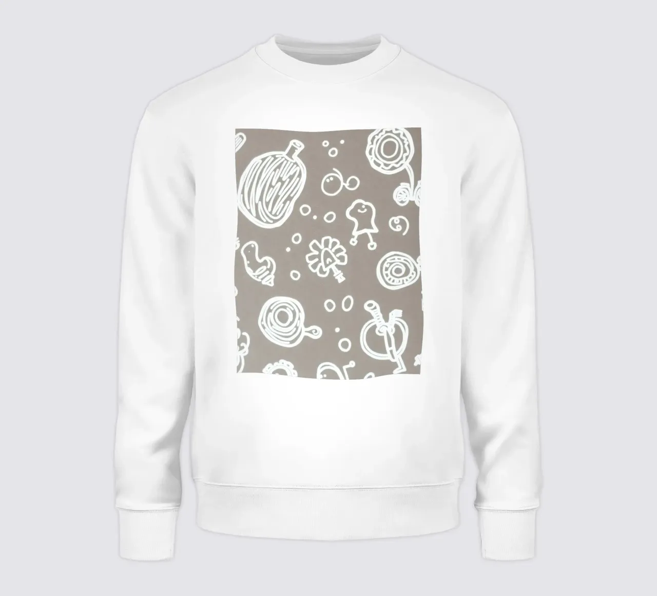 Fun doodle patterns featuring playful sketches of everyday sweatshirt by DesignDoodle