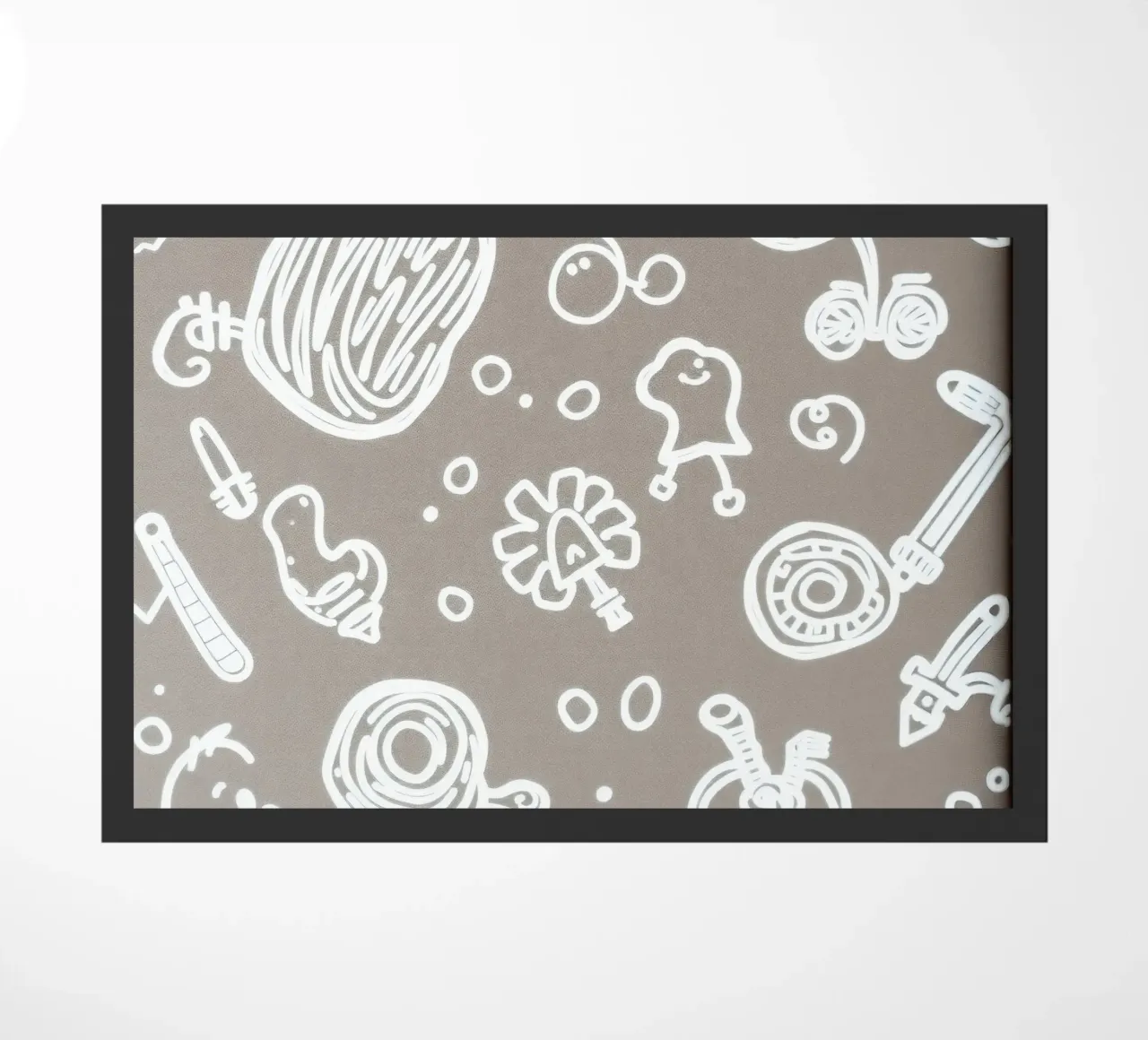 Fun doodle patterns featuring playful sketches of everyday doormat by DesignDoodle