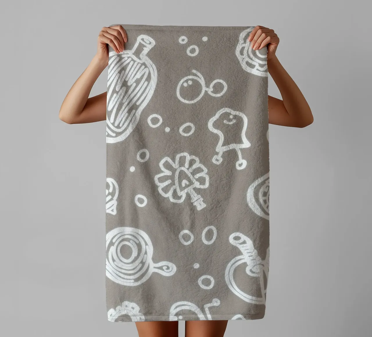 Fun doodle patterns featuring playful sketches of everyday towel by DesignDoodle