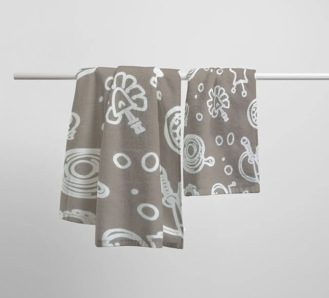 Fun doodle patterns featuring playful sketches of everyday towel by DesignDoodle