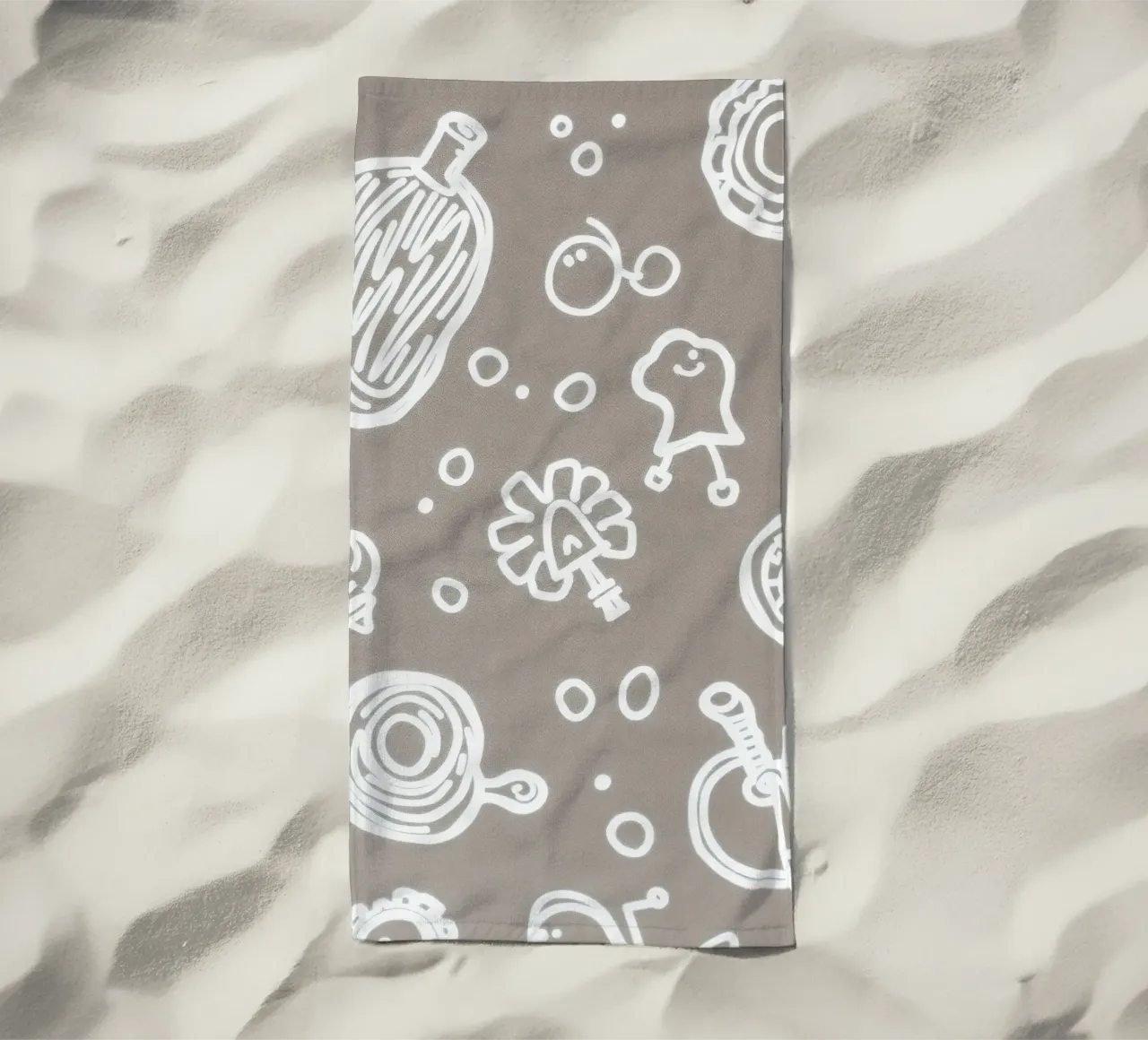 Fun doodle patterns featuring playful sketches of everyday beach towel by DesignDoodle