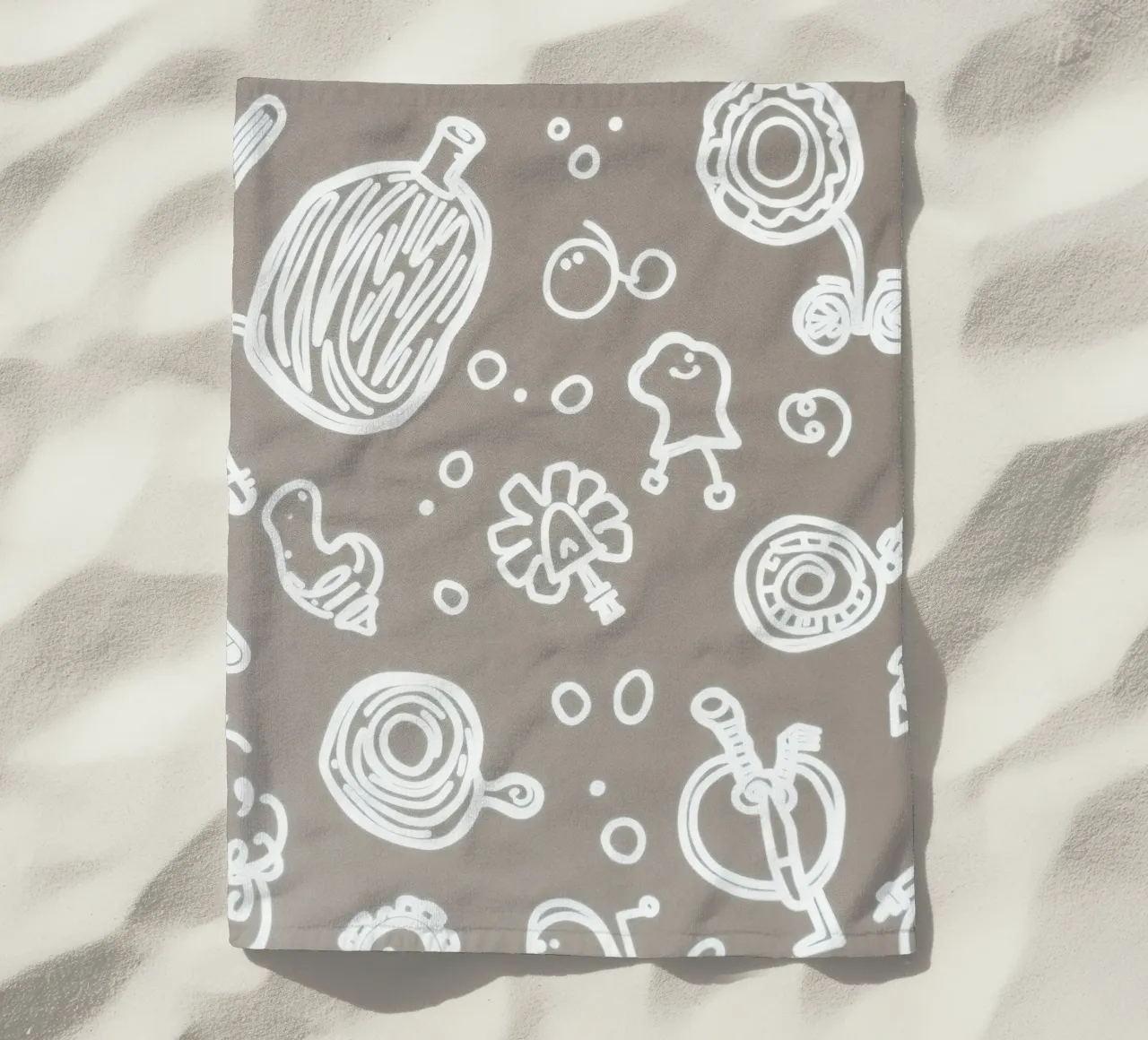 Fun doodle patterns featuring playful sketches of everyday beach towel by DesignDoodle