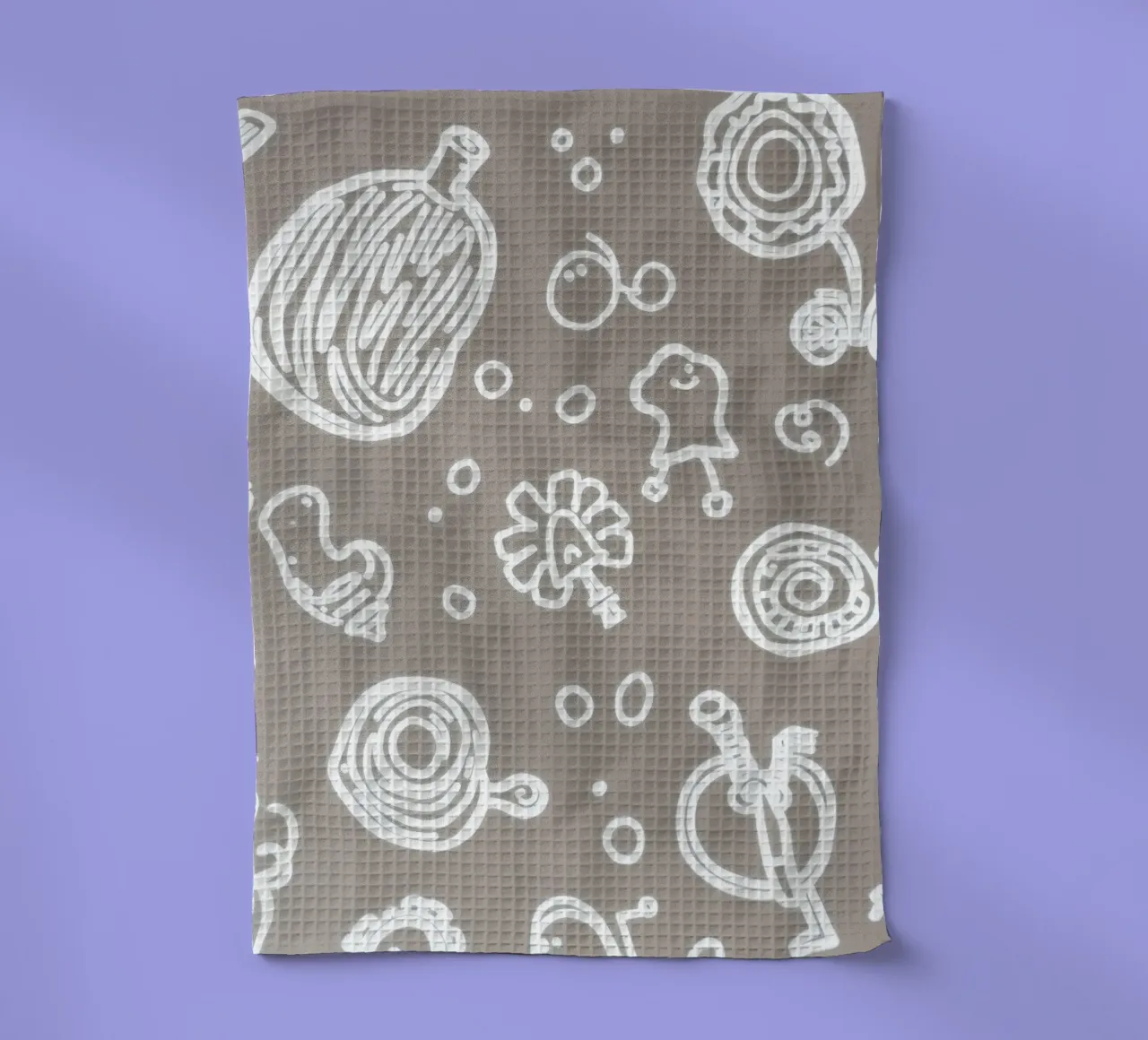 Fun doodle patterns featuring playful sketches of everyday tea towel by DesignDoodle