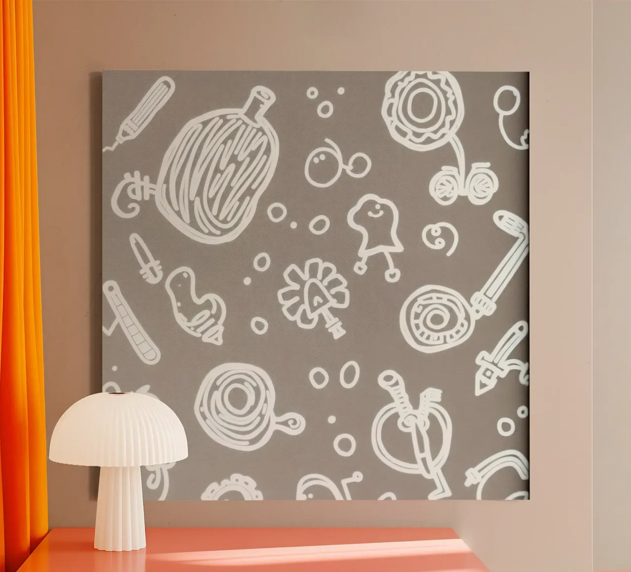 Fun doodle patterns featuring playful sketches of everyday canvas by DesignDoodle