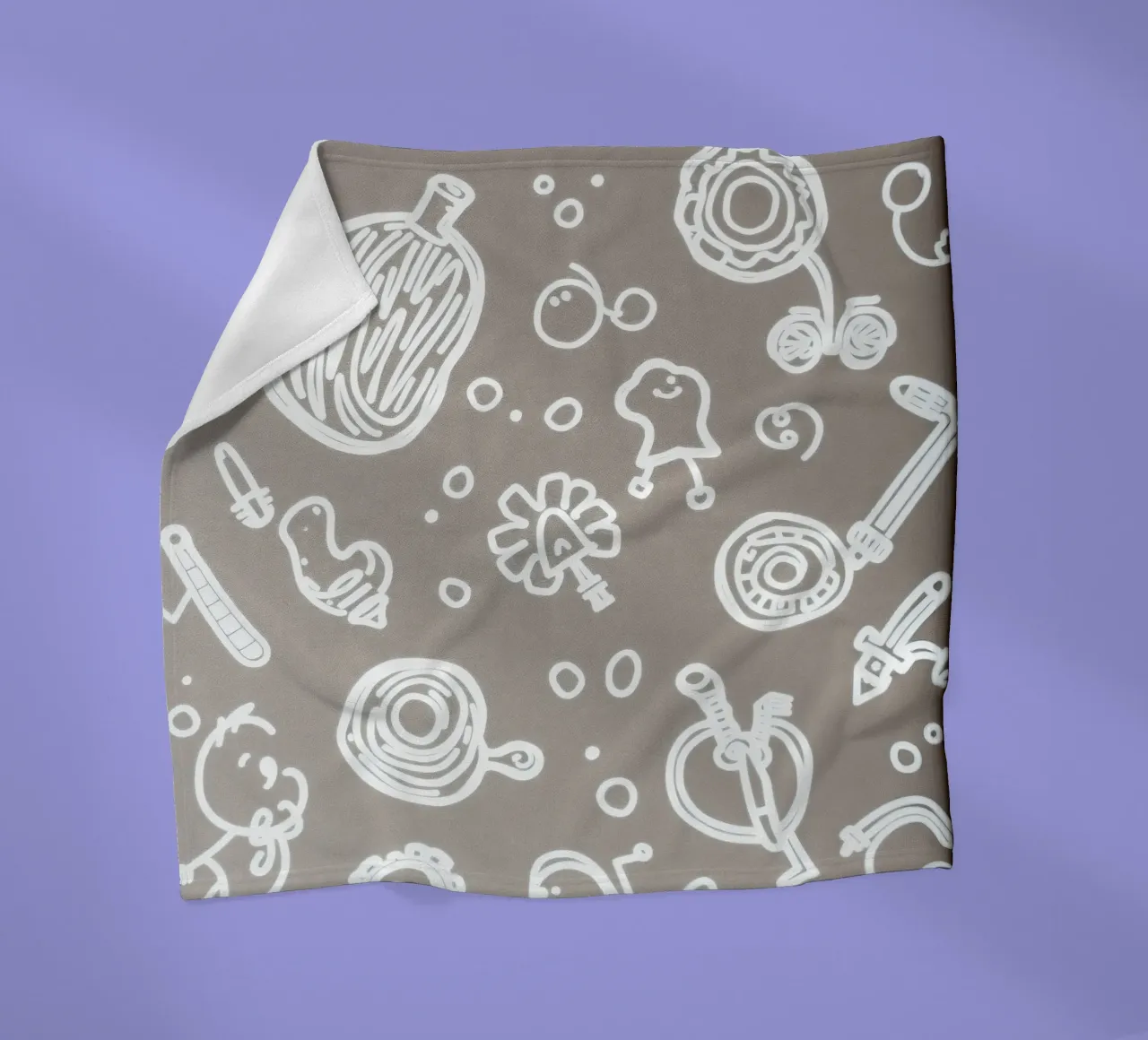 Fun doodle patterns featuring playful sketches of everyday fleece blanket by DesignDoodle