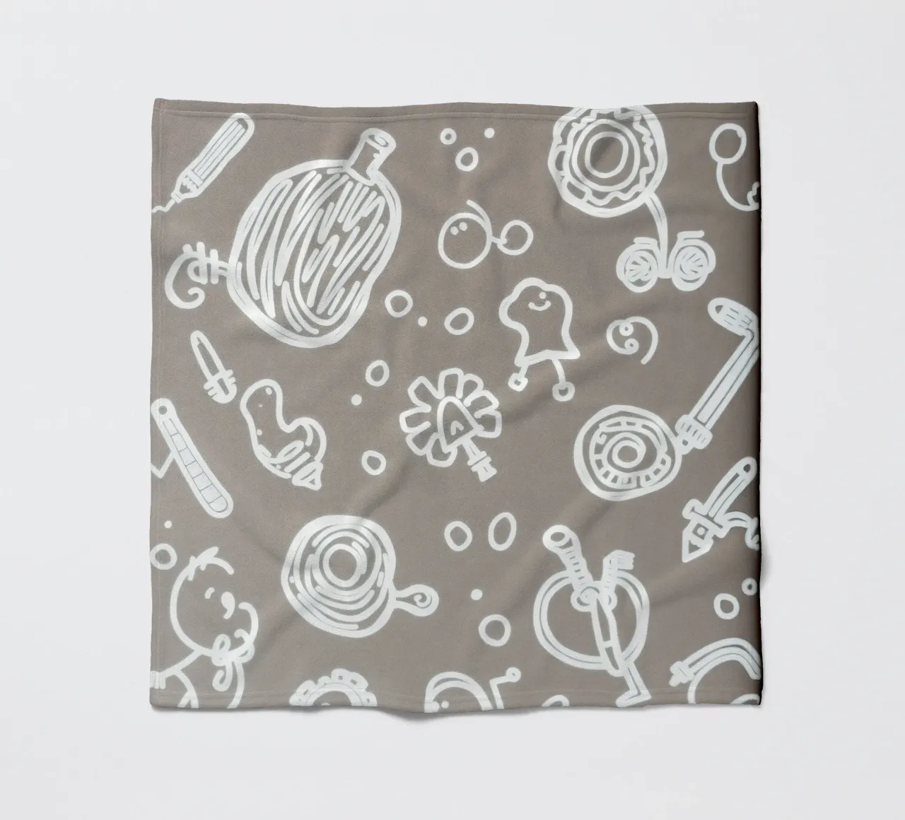 Fun doodle patterns featuring playful sketches of everyday fleece blanket by DesignDoodle