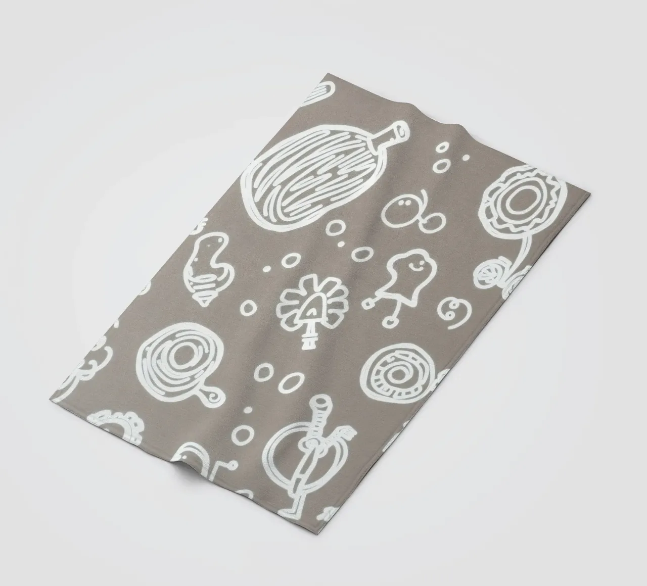 Fun doodle patterns featuring playful sketches of everyday fleece blanket by DesignDoodle