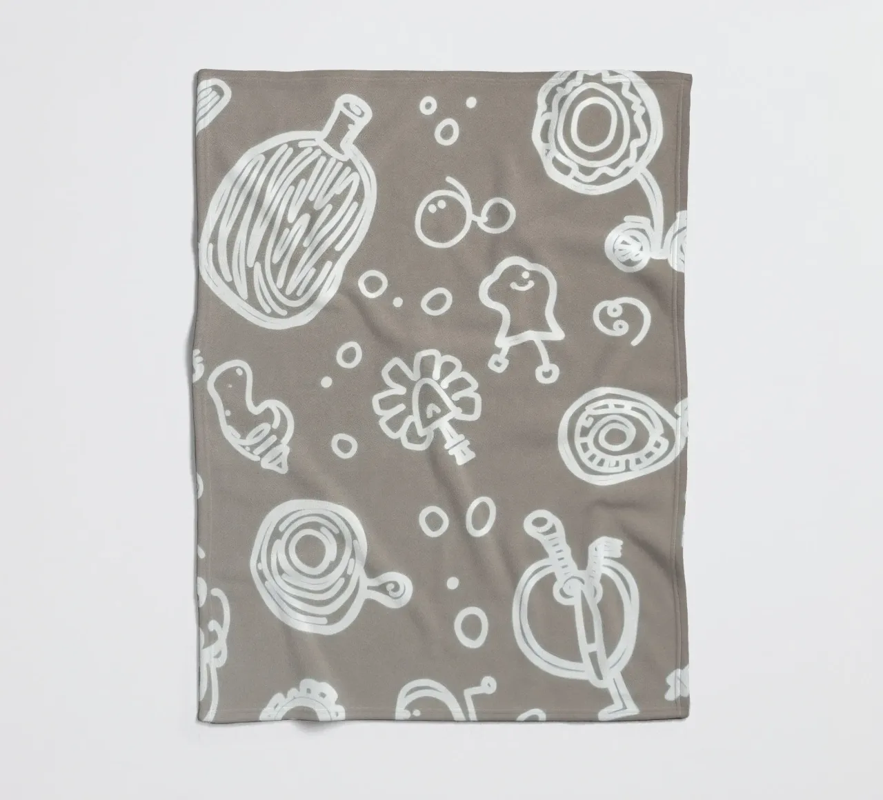 Fun doodle patterns featuring playful sketches of everyday fleece blanket by DesignDoodle