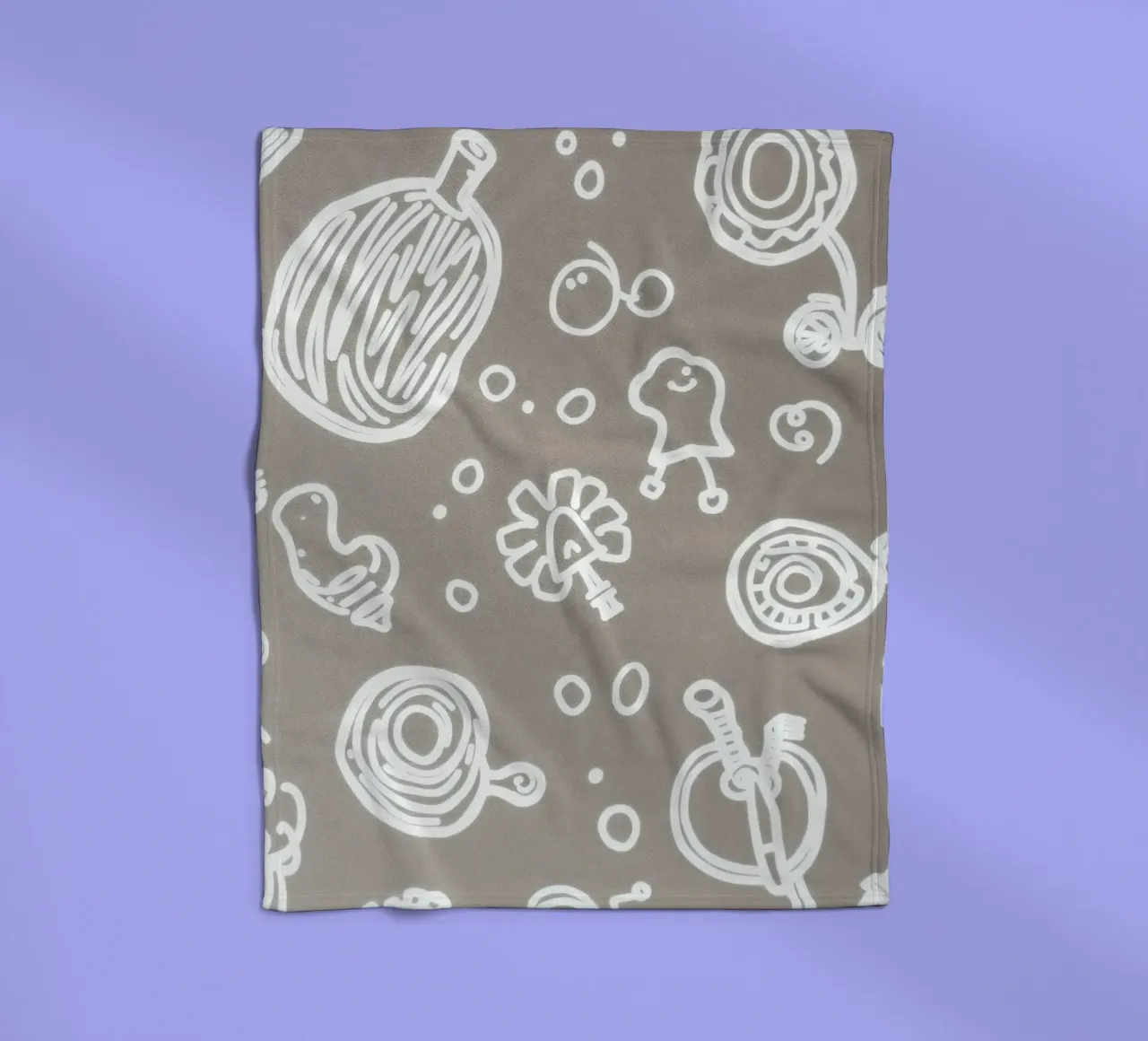 Fun doodle patterns featuring playful sketches of everyday fleece blanket by DesignDoodle