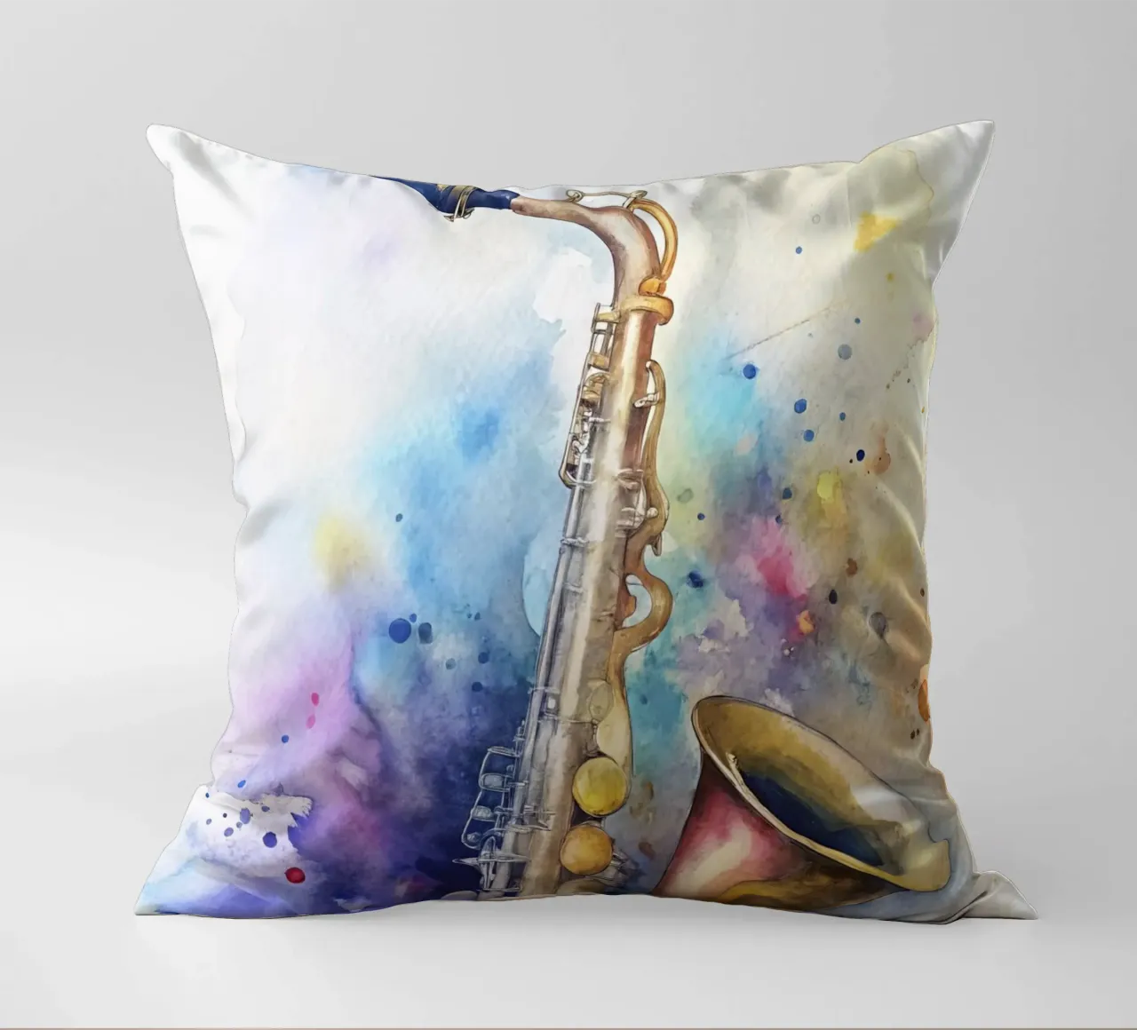 Saxophone in watercolor cuscino da 🎁 ARTVI-SHOP