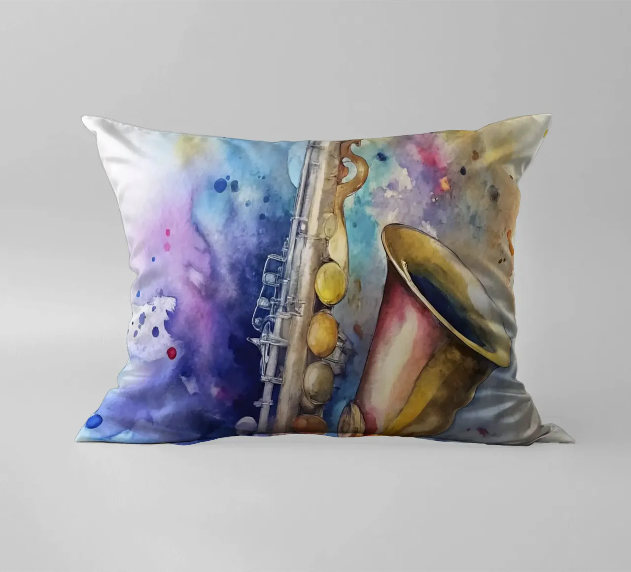 Saxophone in watercolor cuscino da 🎁 ARTVI-SHOP