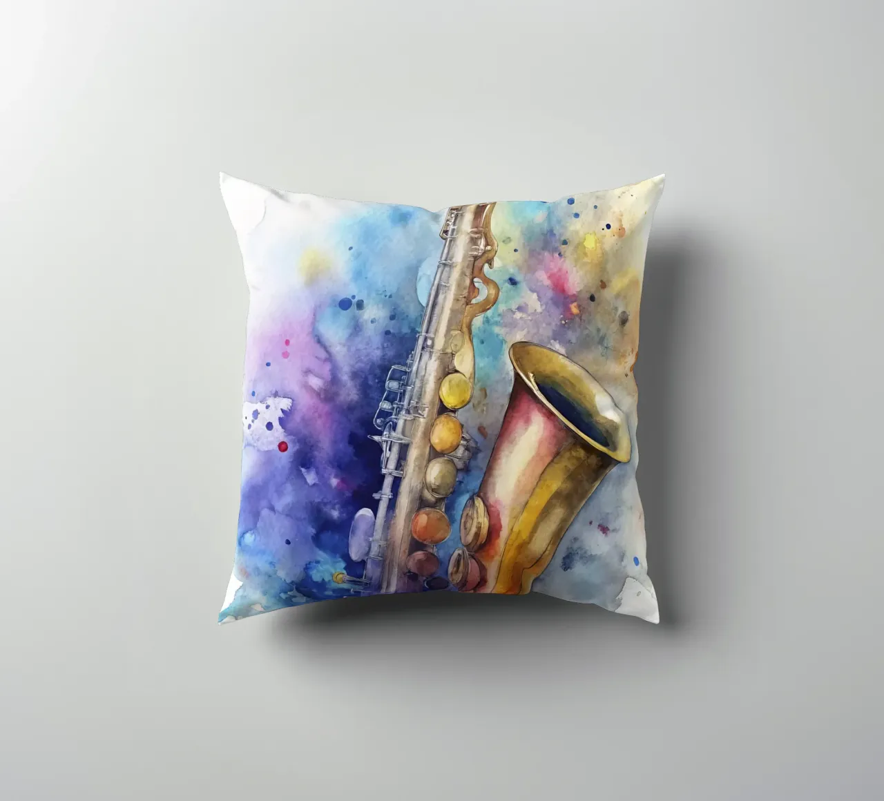 Saxophone in watercolor cuscino da 🎁 ARTVI-SHOP