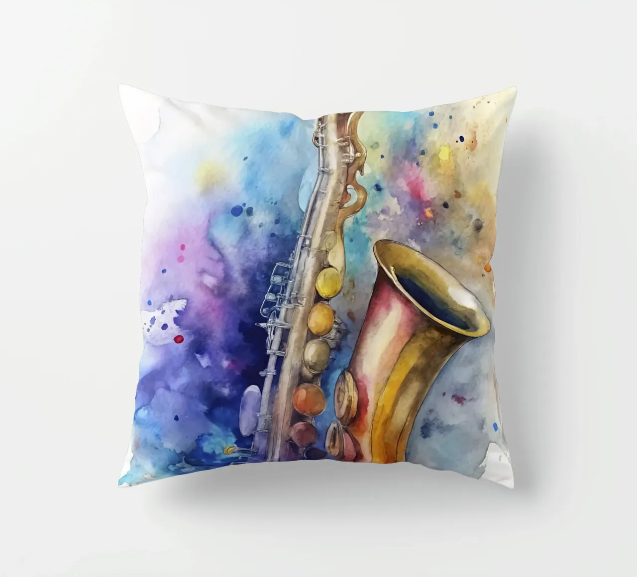 Saxophone in watercolor cuscino da 🎁 ARTVI-SHOP