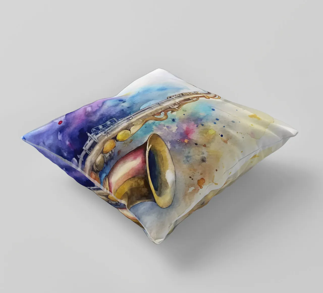Saxophone in watercolor cuscino da 🎁 ARTVI-SHOP