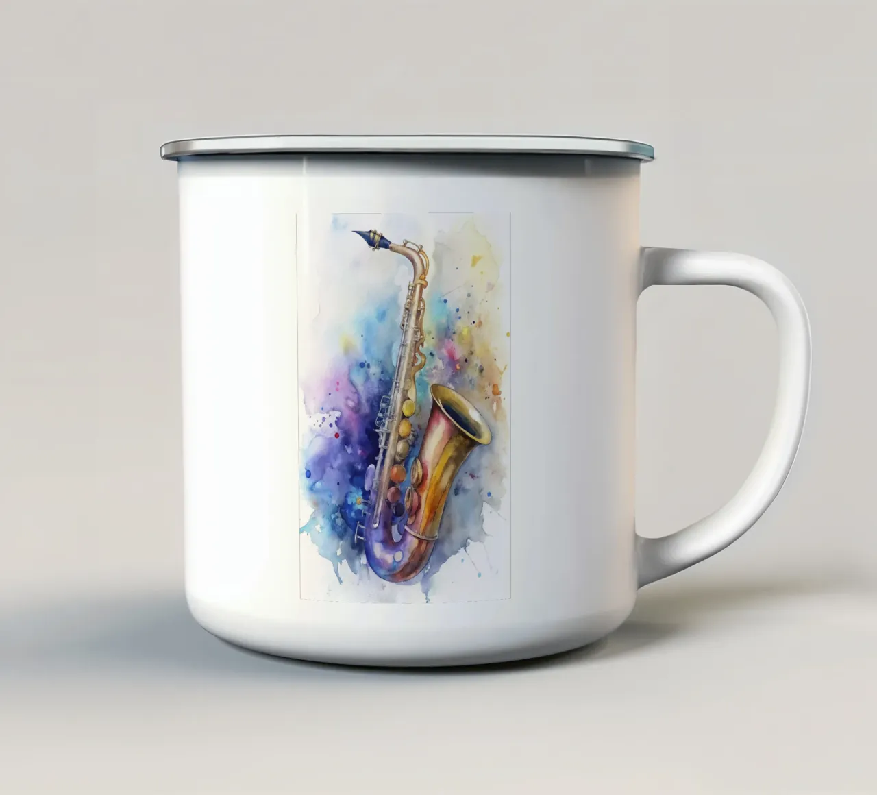 Saxophone in watercolor tazza in smalto da 🎁 ARTVI-SHOP