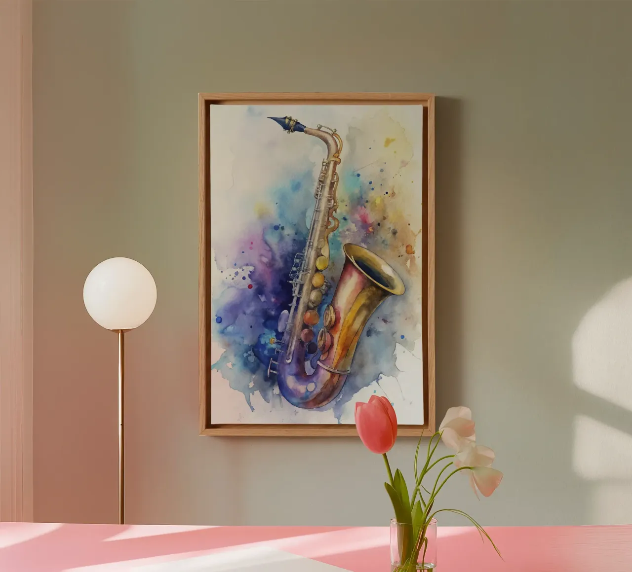Saxophone in watercolor tela da 🎁 ARTVI-SHOP
