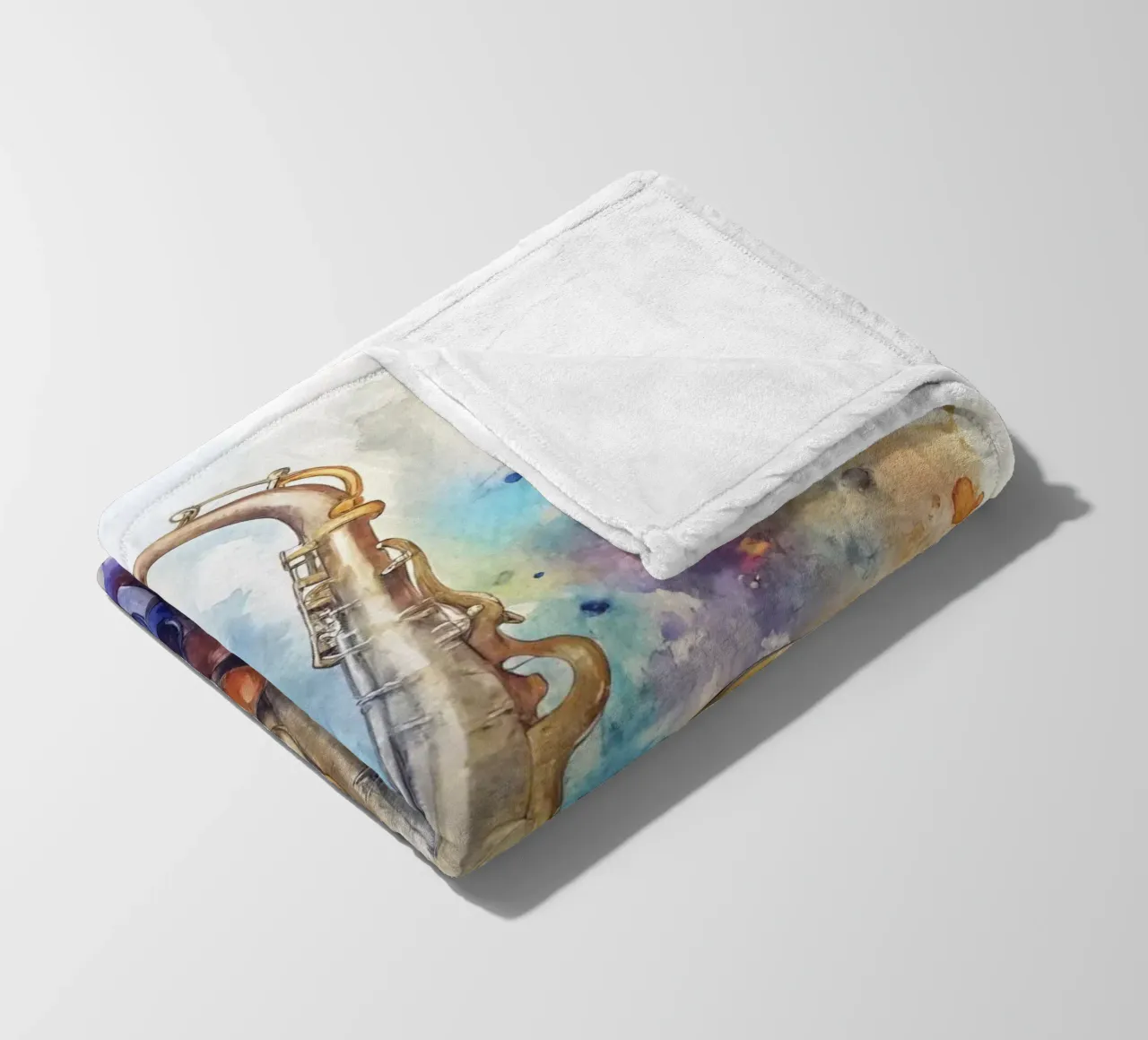 Saxophone in watercolor coperta in pile da 🎁 ARTVI-SHOP