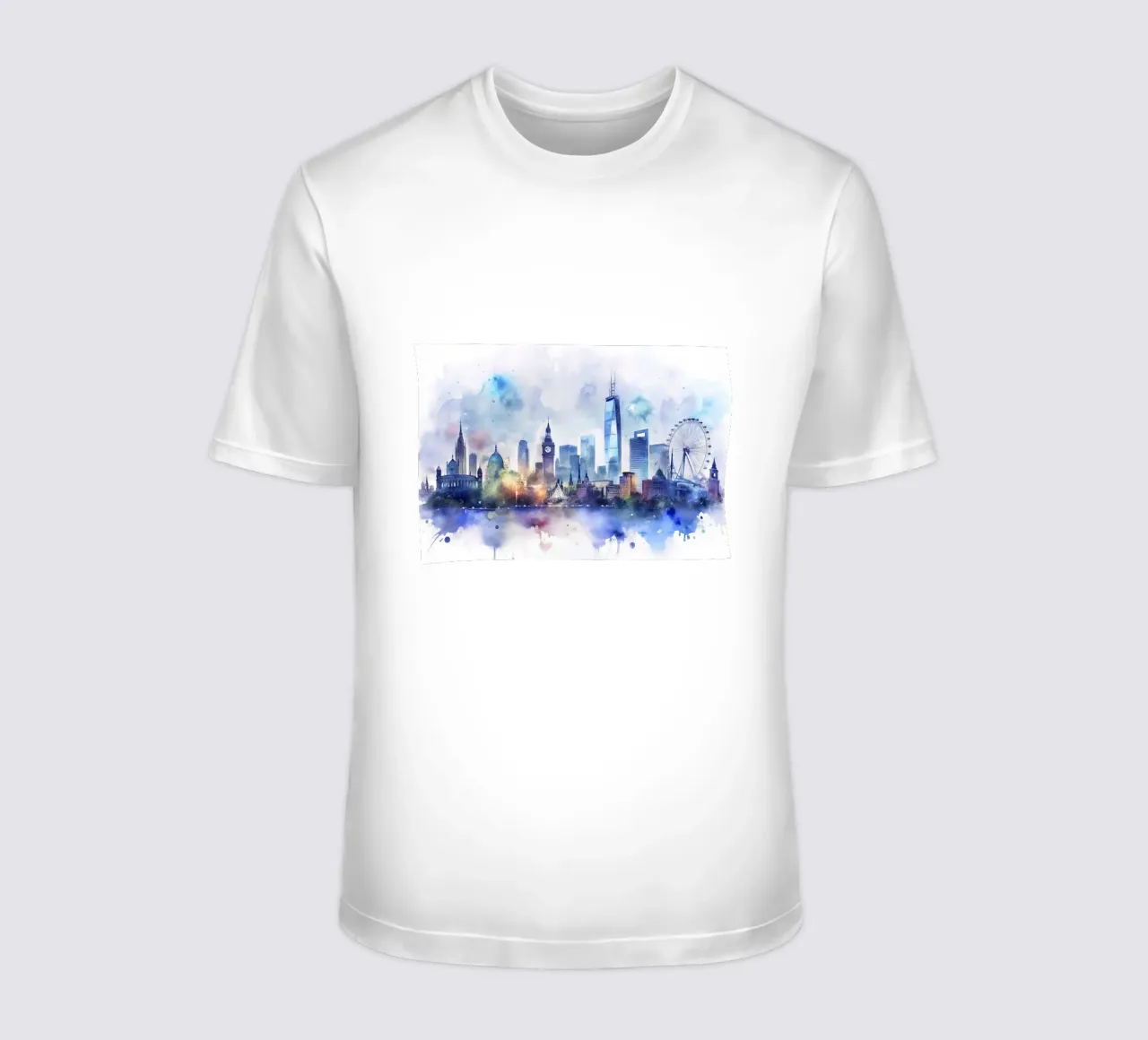 Lo skyline di Londra in acquerello t-shirt da 🎁 ARTVI-SHOP