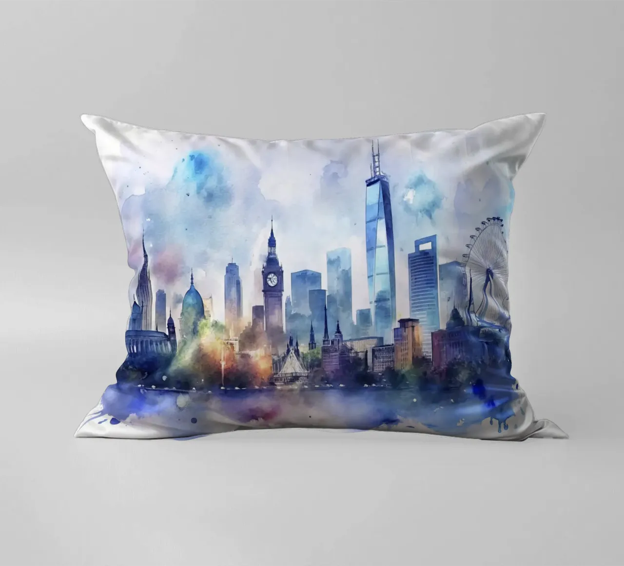Lo skyline di Londra in acquerello cuscino da ARTVI-SHOP