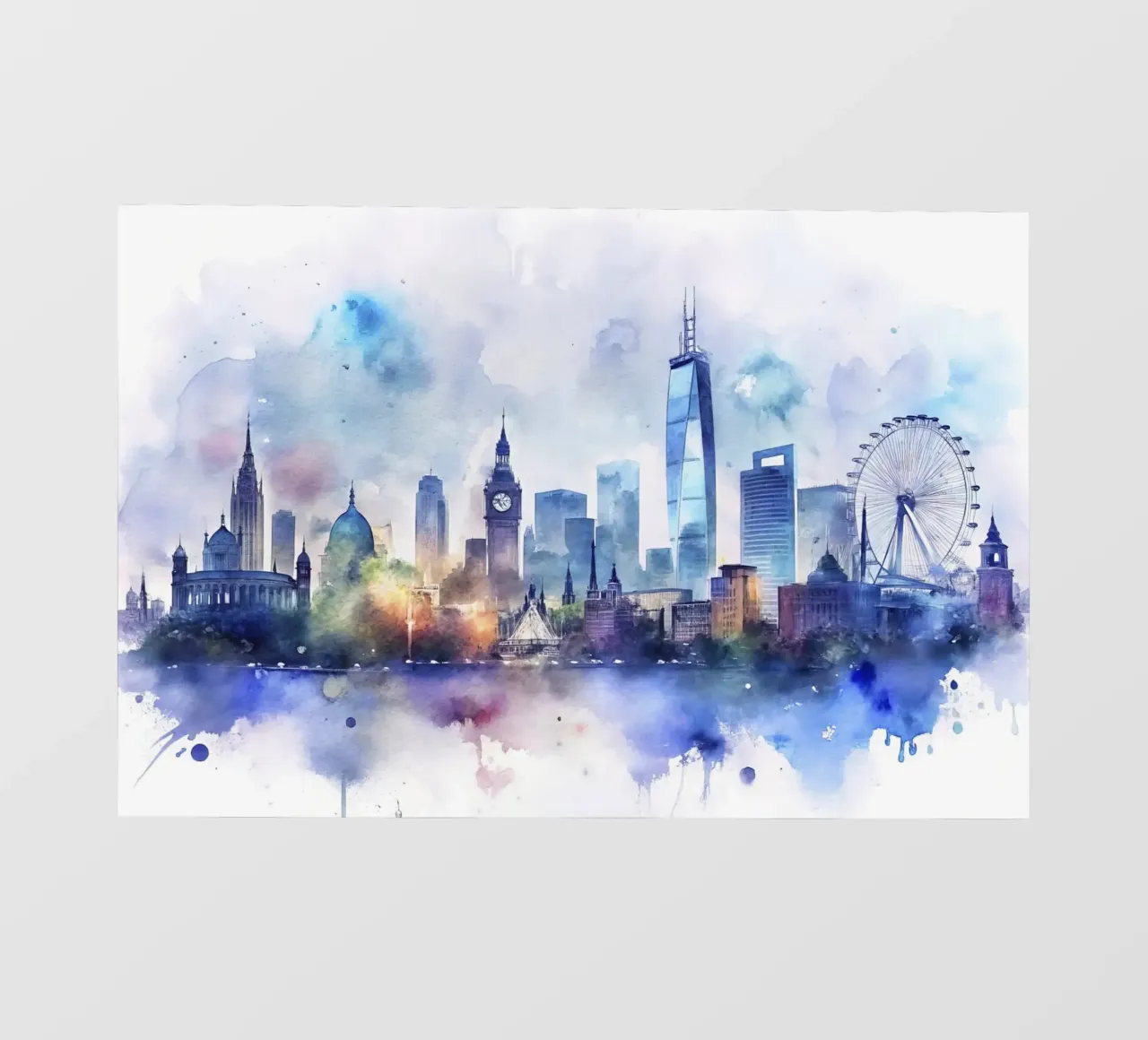 Lo skyline di Londra in acquerello pellicola backlit da ARTVI-SHOP
