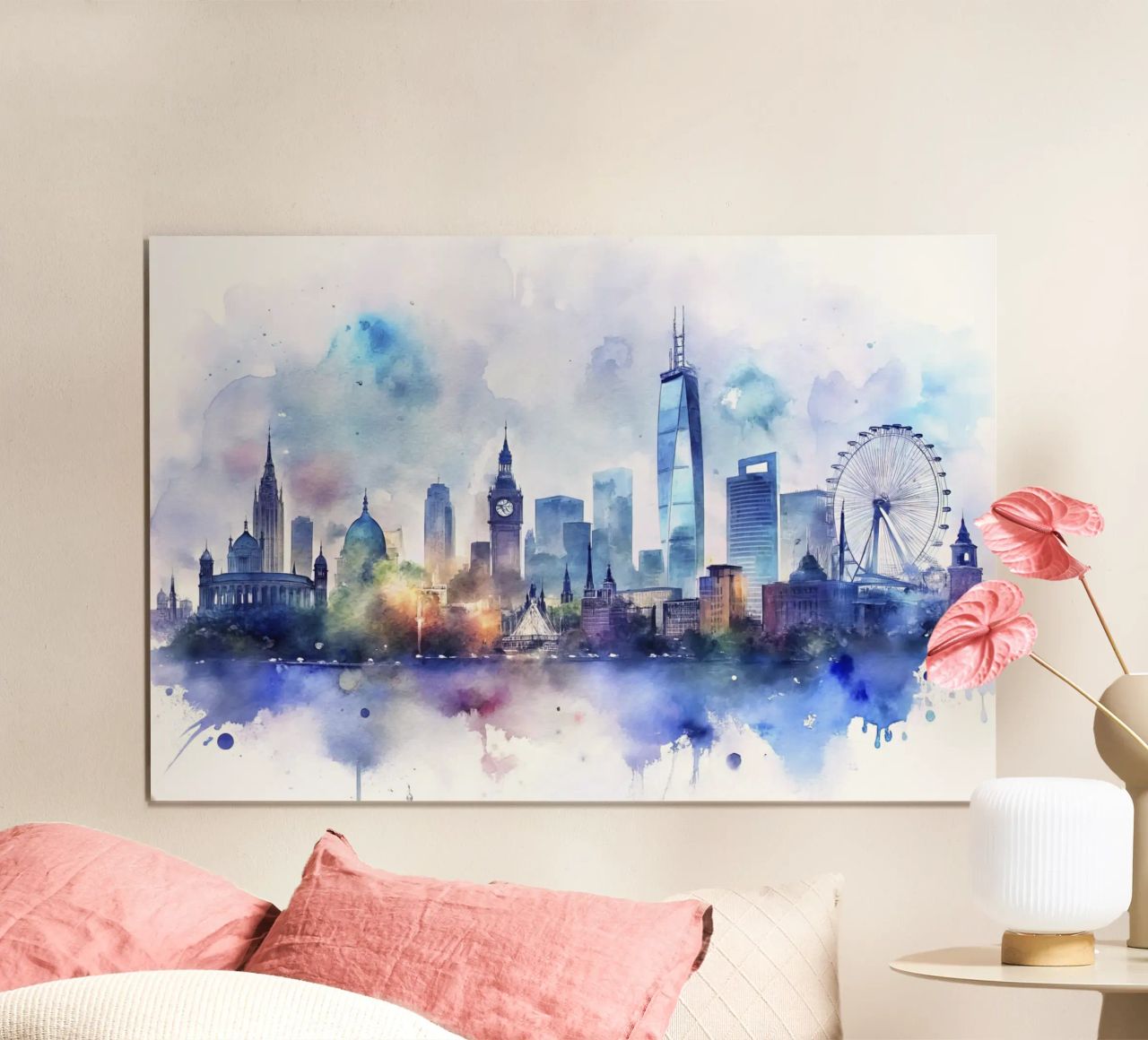 Ligne d'horizon de Londres en aquarelle poster de ARTVI-SHOP