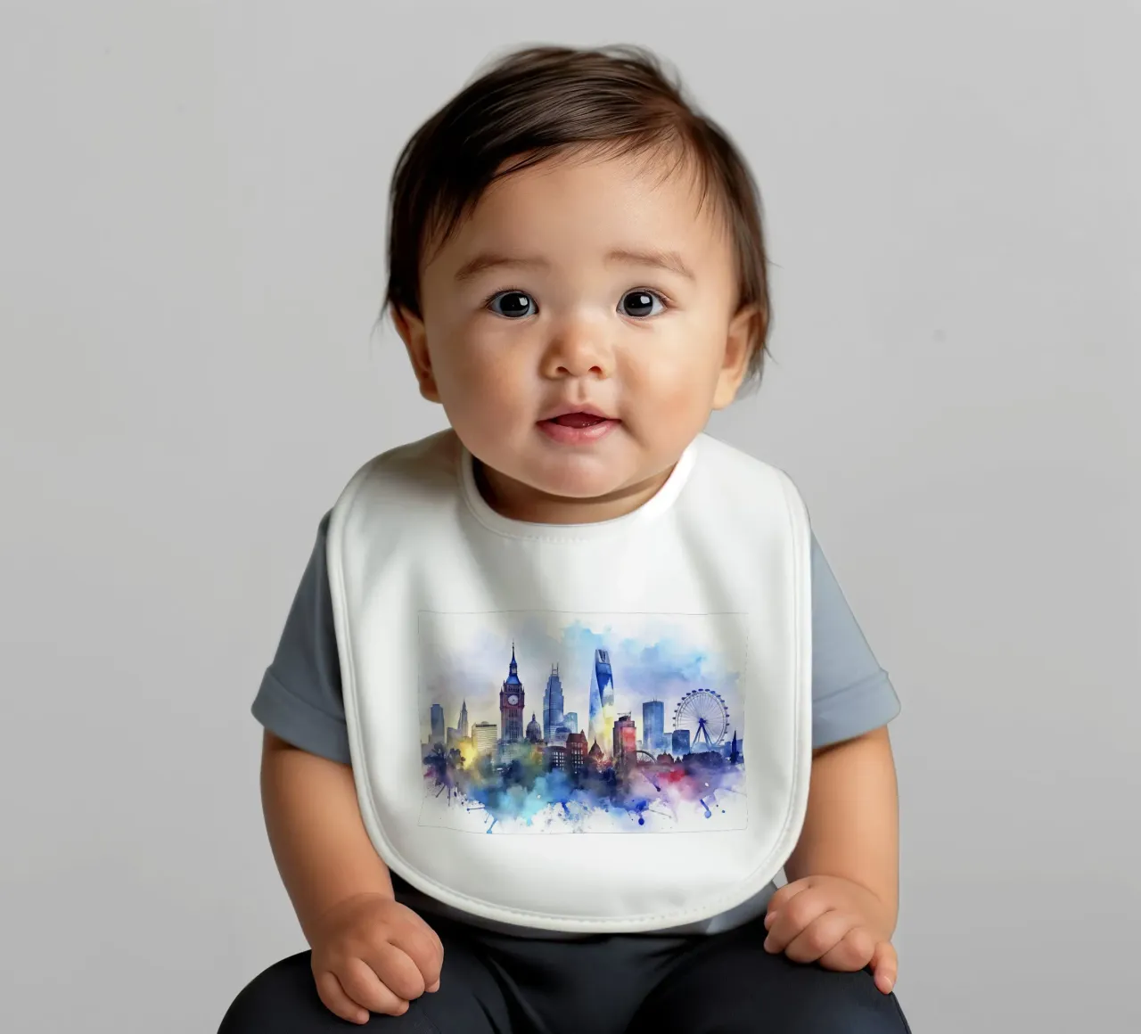Lo skyline di Londra in acquerello bavaglino da 🎁 ARTVI-SHOP